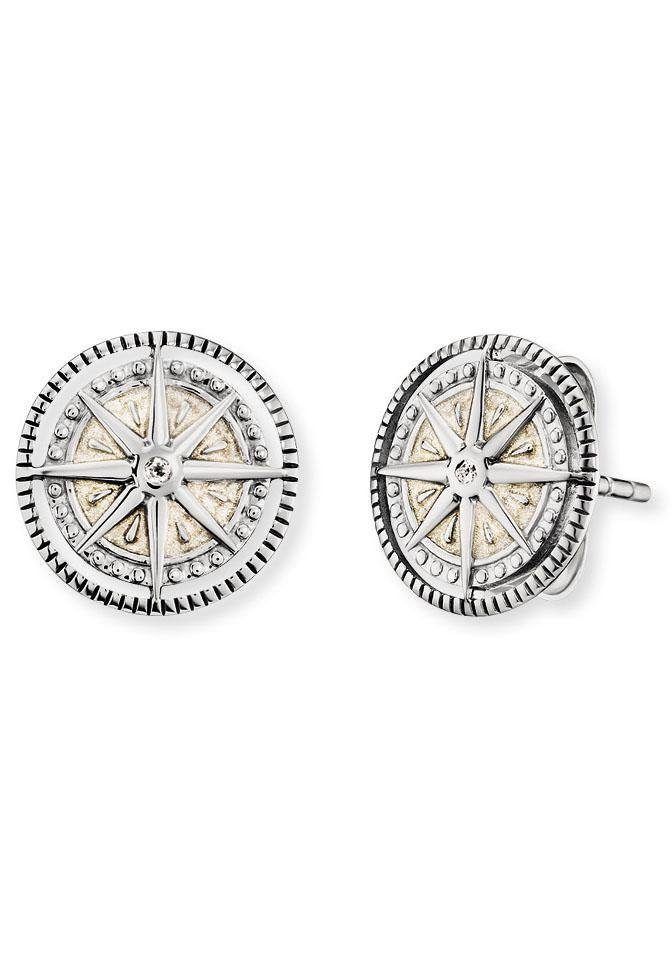 Engelsrufer Paar Ohrstecker Windrose, mit Emaille - mit Zirkonia (synth) günstig online kaufen