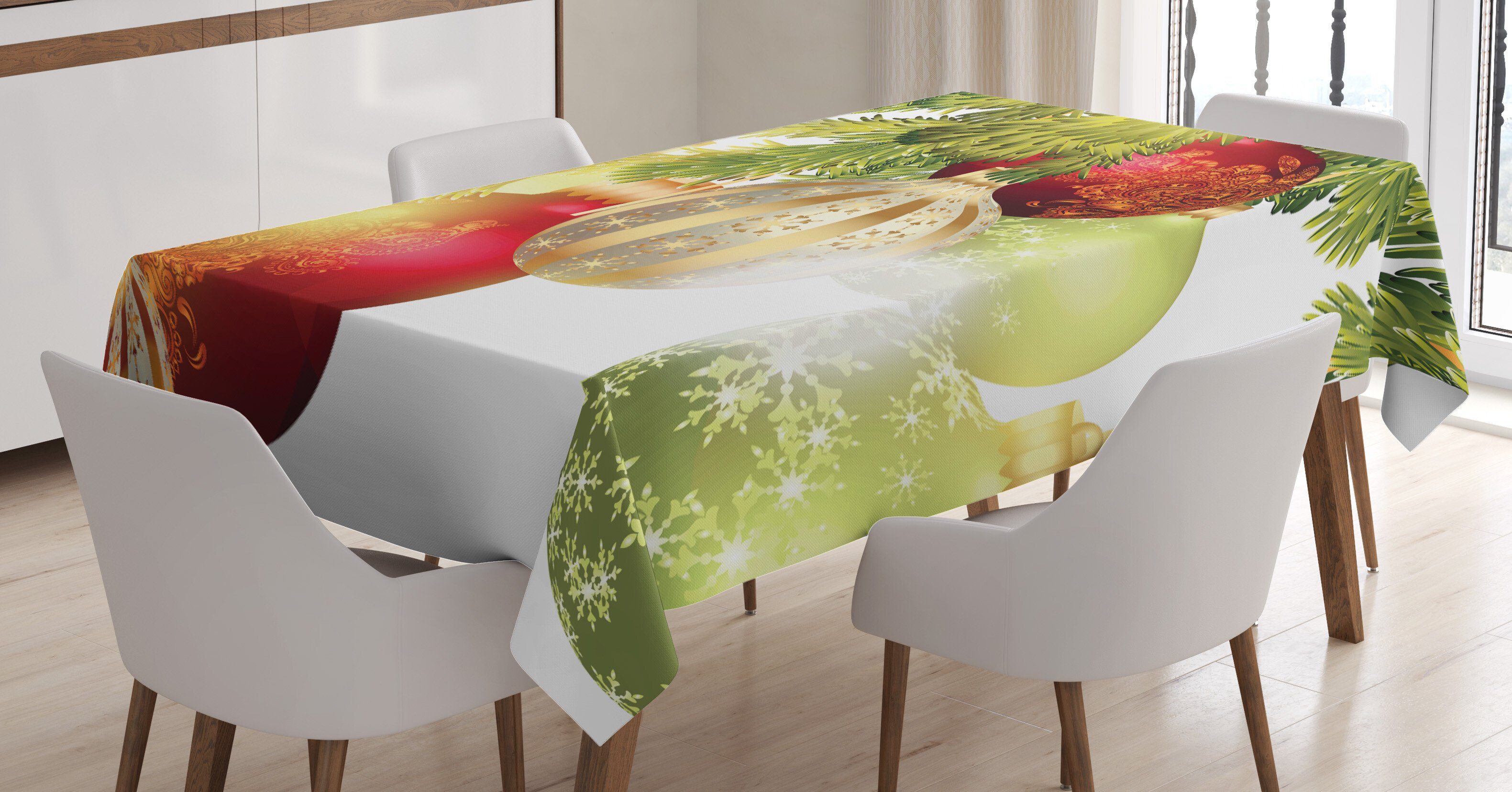 Klare Yuletide Tischdecke Waschbar Abakuhaus Für Weihnachten Außen Farben, geeignet Flitter den Bereich Farbfest Motive