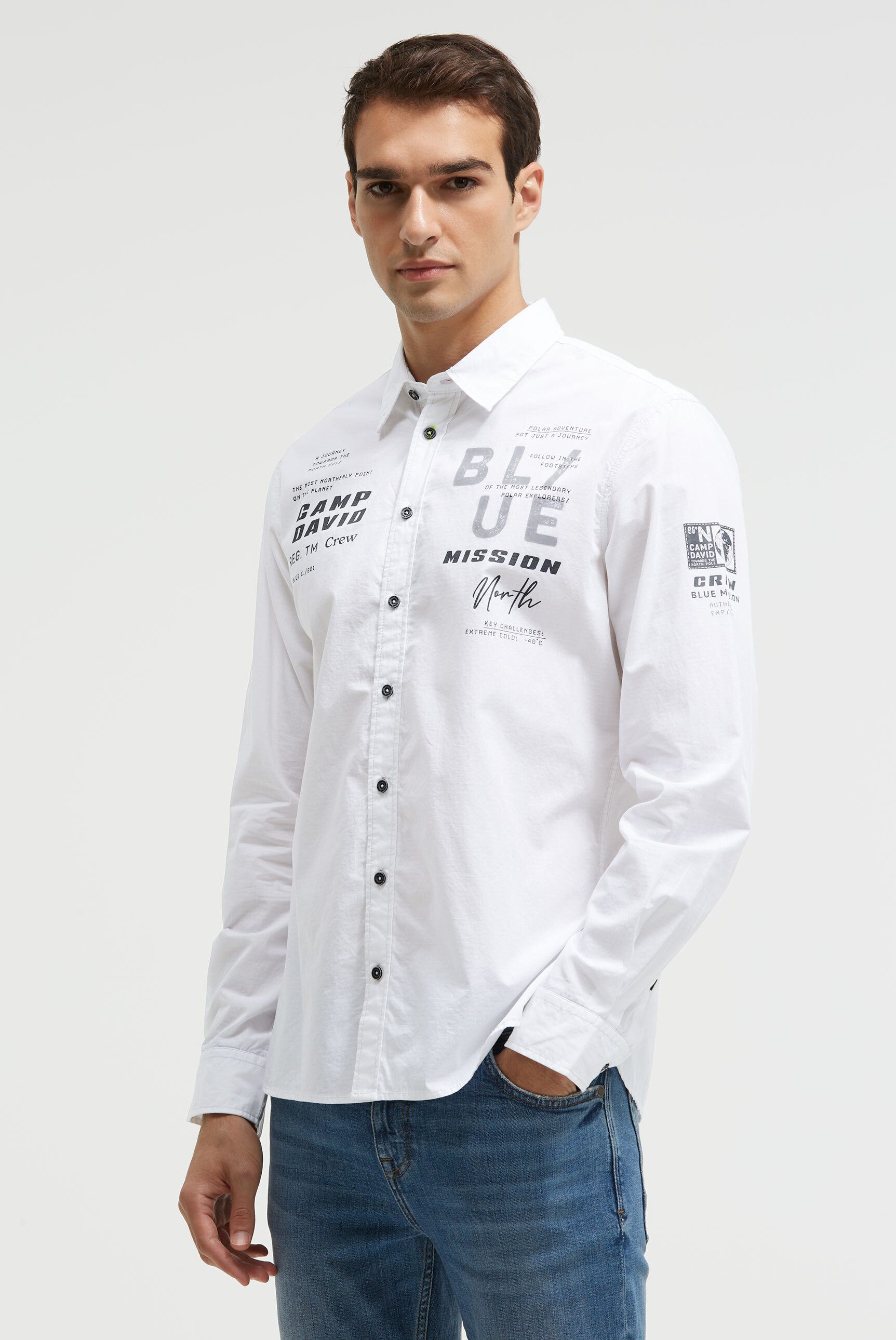 CAMP DAVID Langarmhemd aus Baumwolle günstig online kaufen