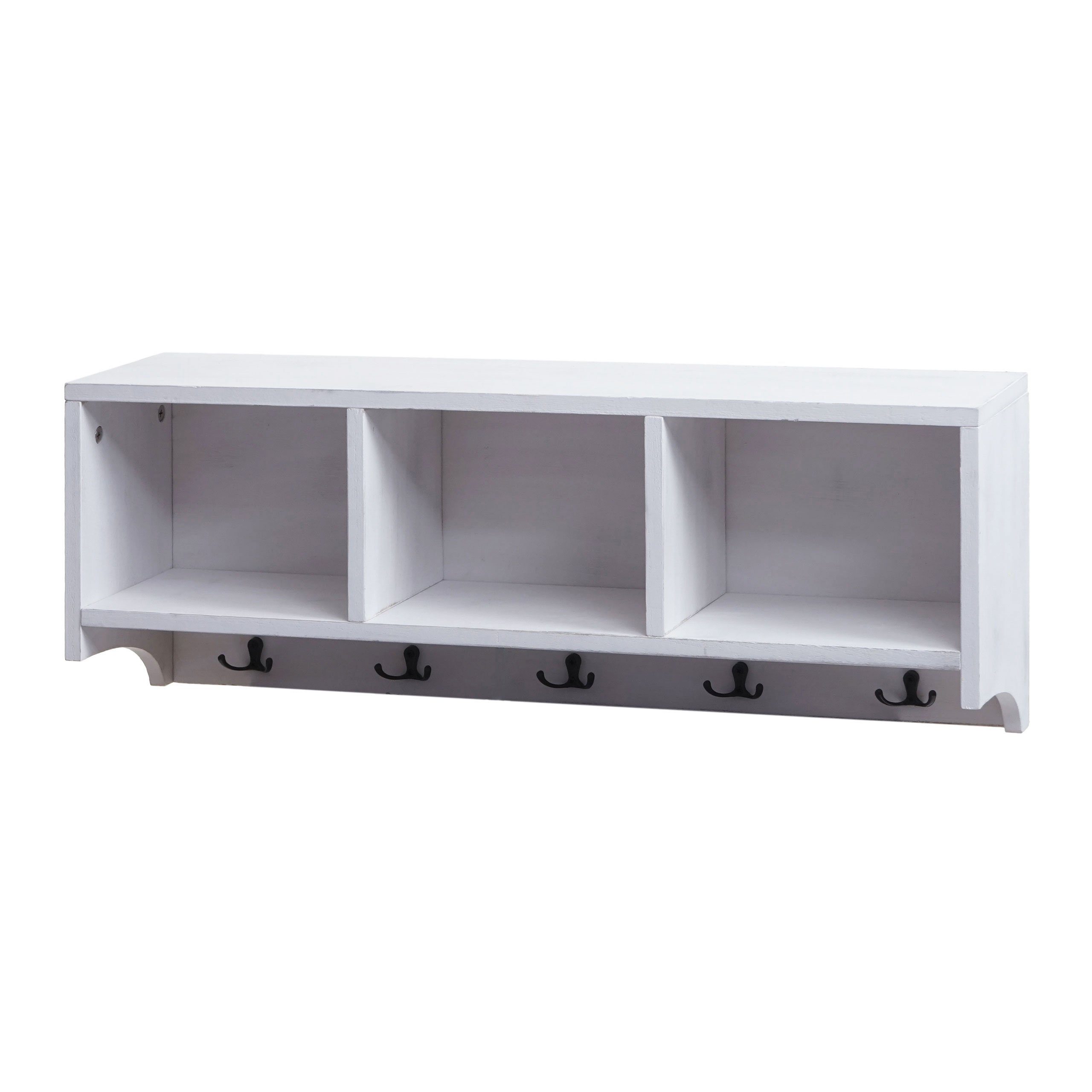 MCW Wandregal MCW-K49, 5 Doppelhaken, 3 Staufächer
