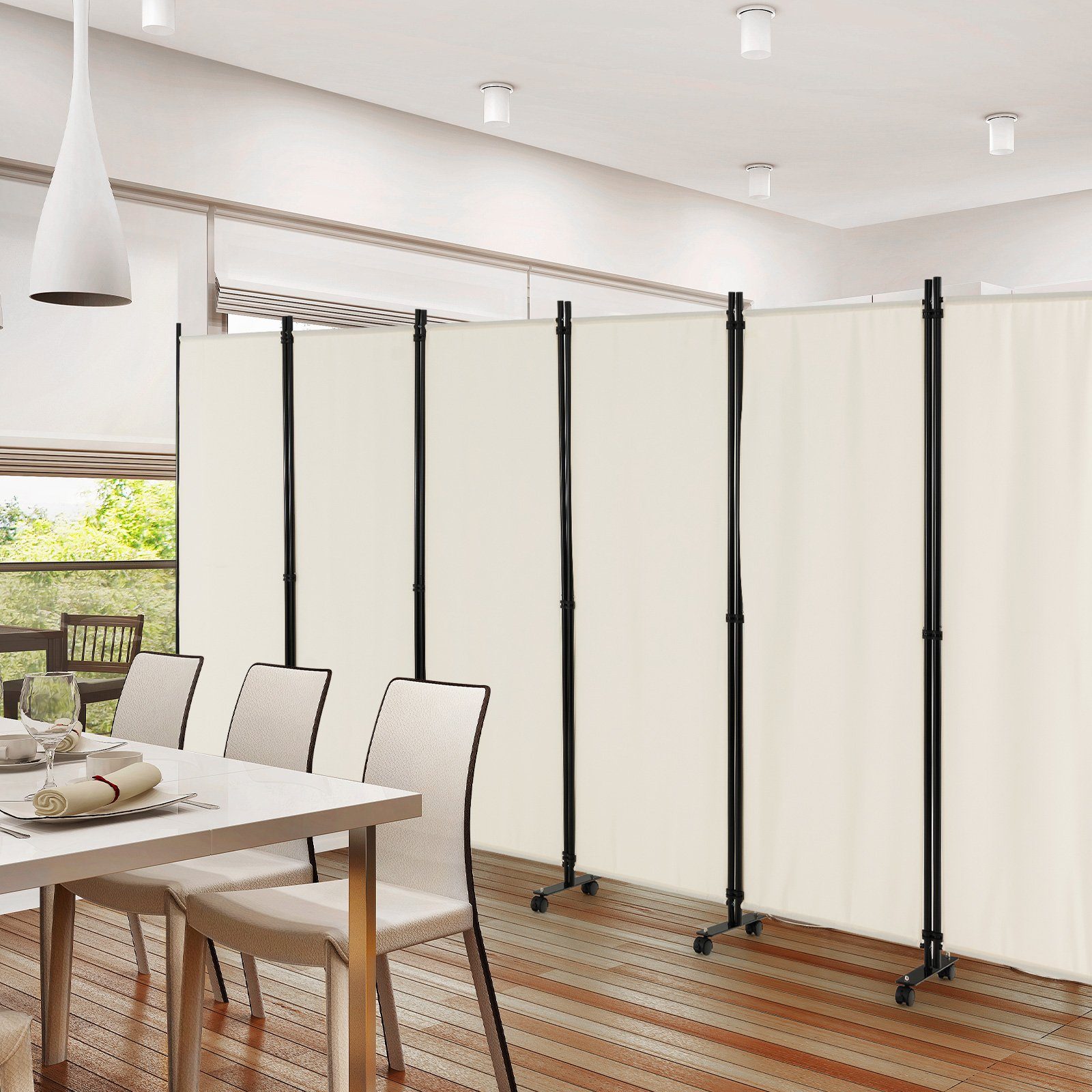 COSTWAY Paravent, 6 tlg. Raumteiler, auf Rollen, klappbar, 334,5 x 172 cm günstig online kaufen