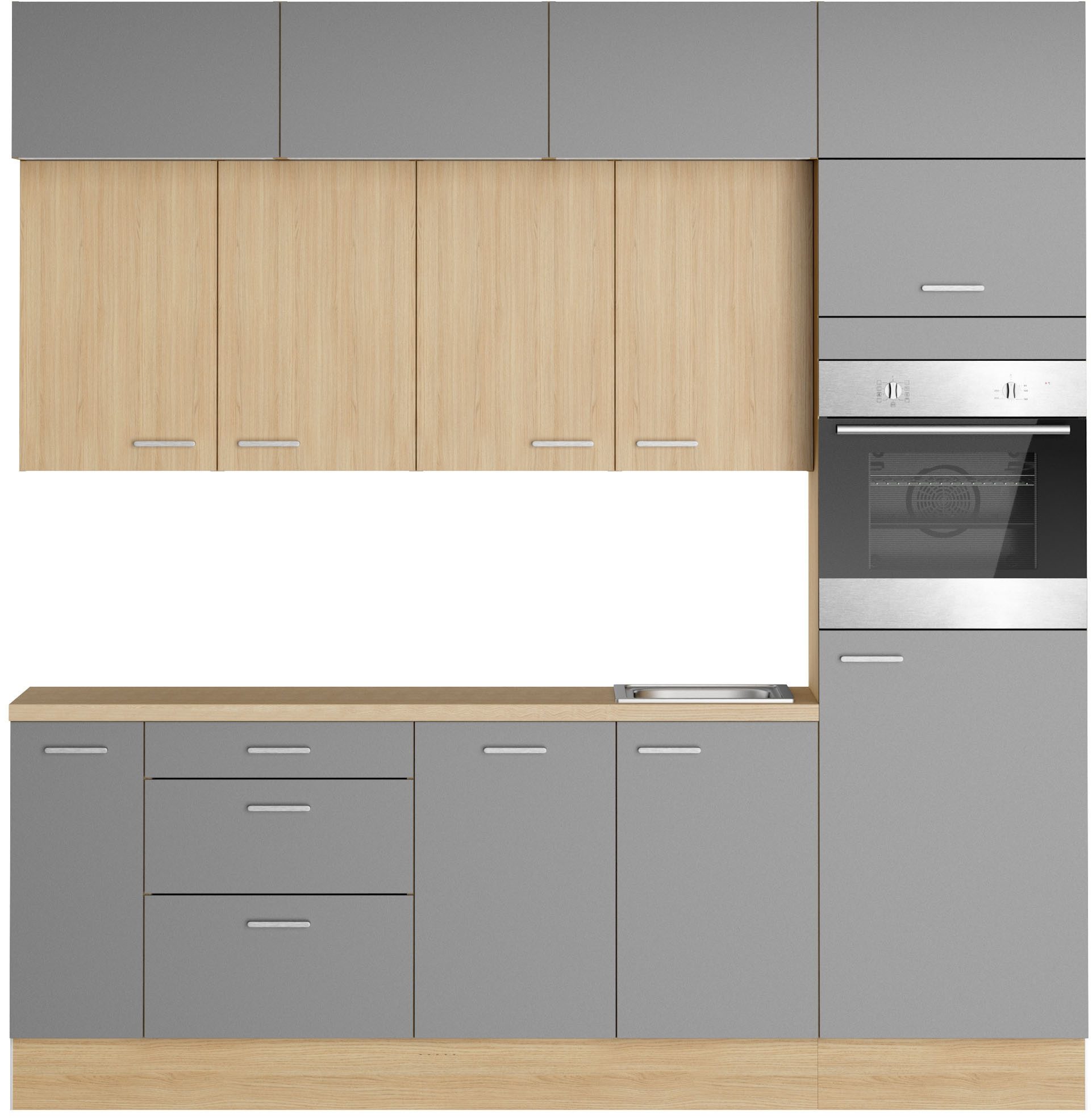 KOCHSTATION Küchenzeile KS-Lucy, Breite 240 cm, Soft-Close, inkl. Zubehör, wahlweise mit Geschirrspüler