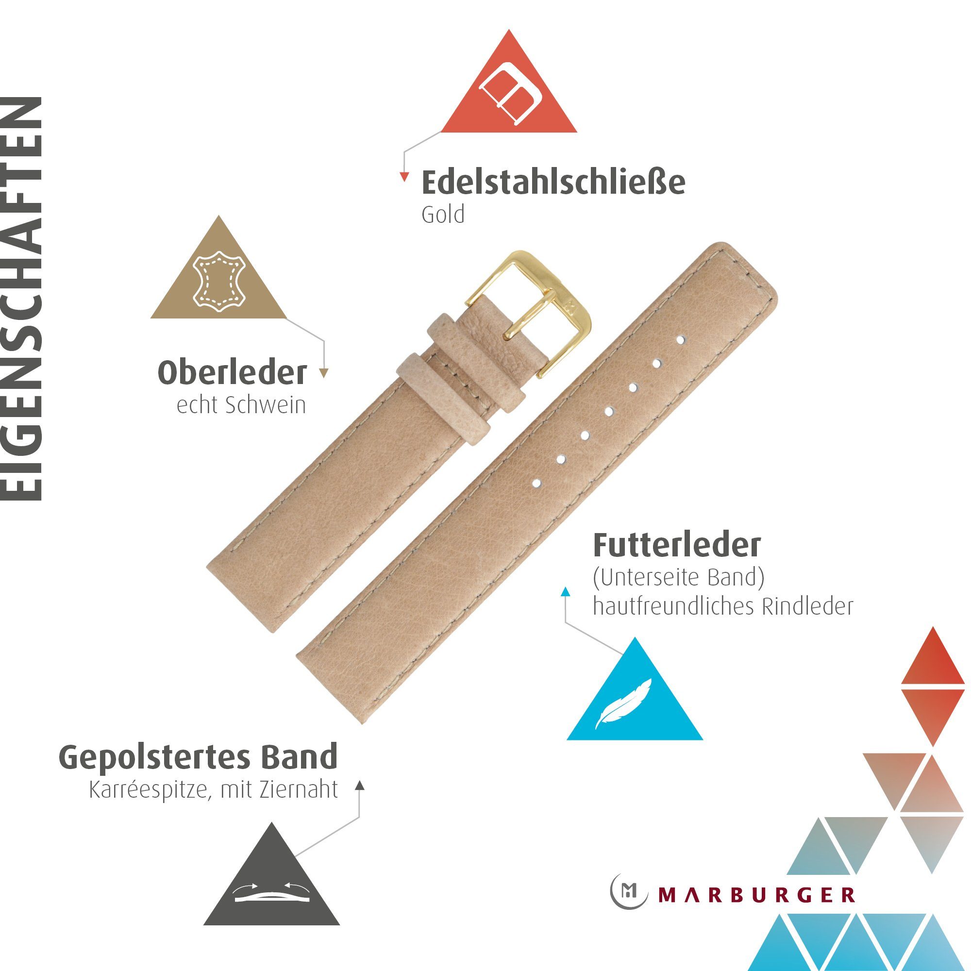 MARBURGER Uhrenarmband 16mm Leder Schwein Schweinsleder günstig online kaufen