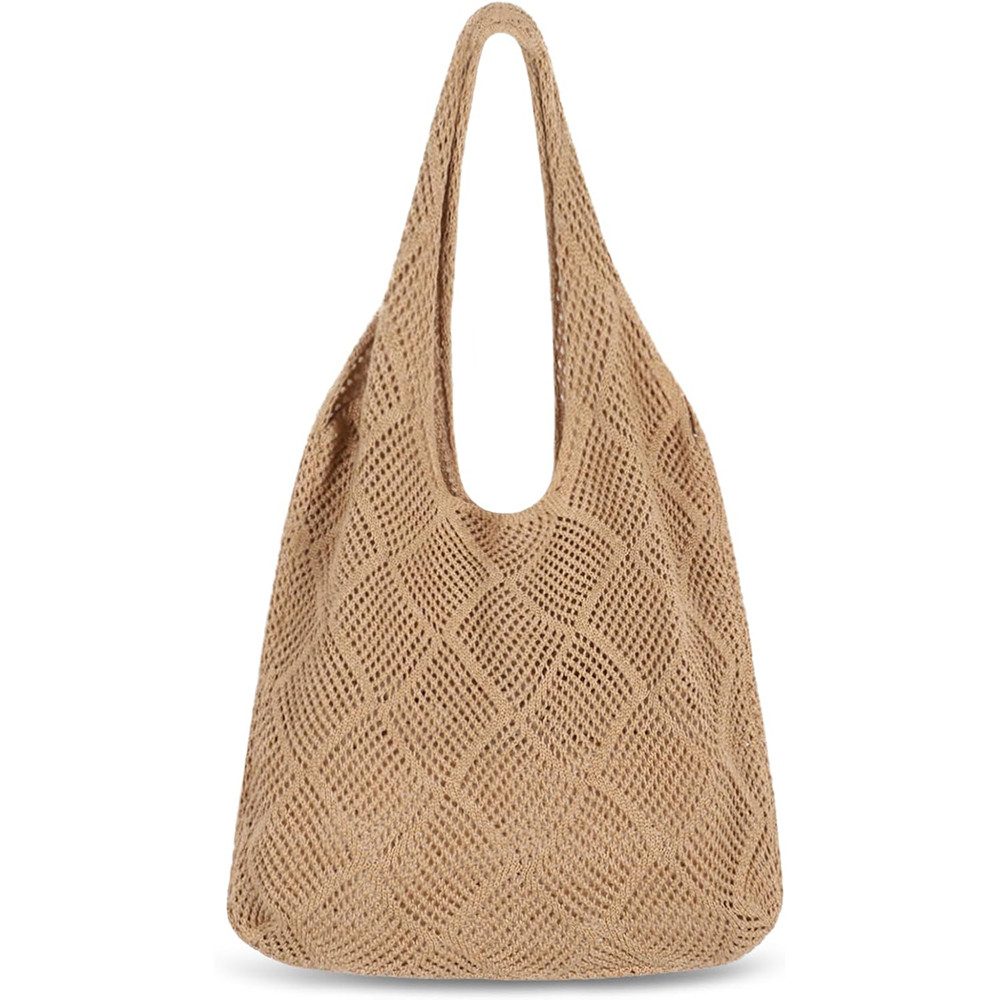 Strandtasche Damen Häkeltasche,Umhängetasche Netz-Stricktasche,Schultertasche