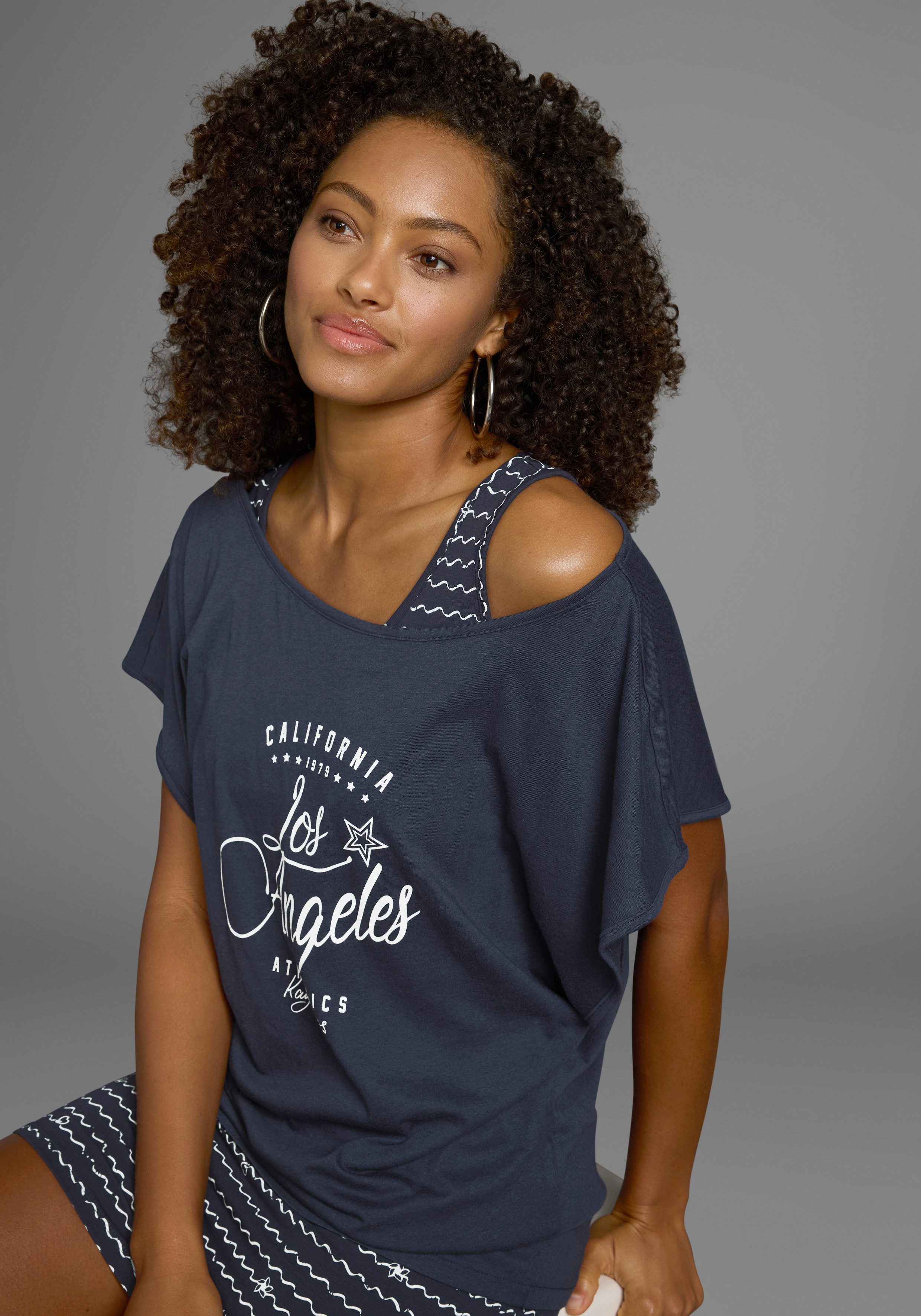 KangaROOS Jerseykleid (2-tlg) bedrucktes Design, aus Baumwolle und Modal