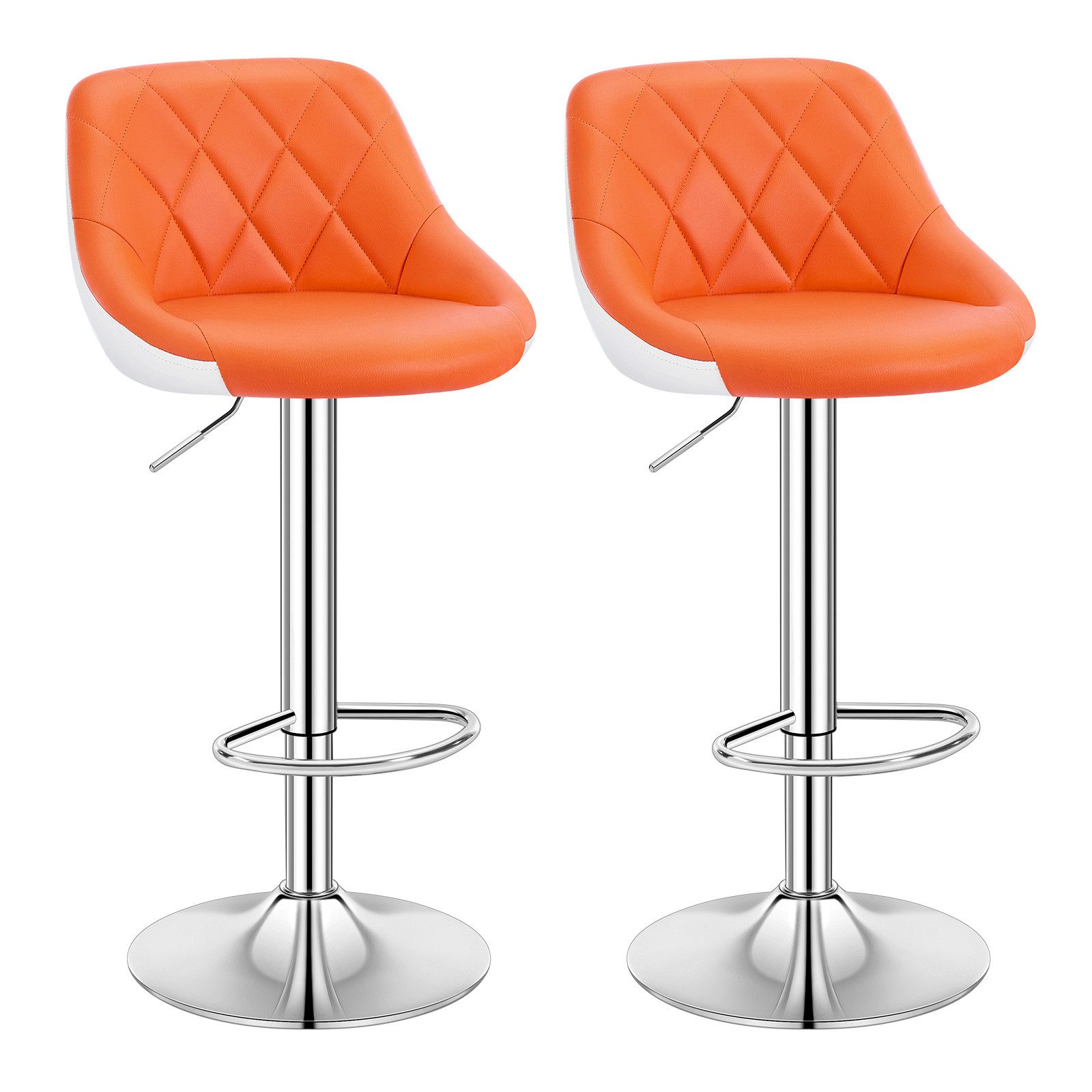 Woltu Barhocker (2 St), höhenverstellbar, drehbar, aus Kunstleder, verchromtem Stahl