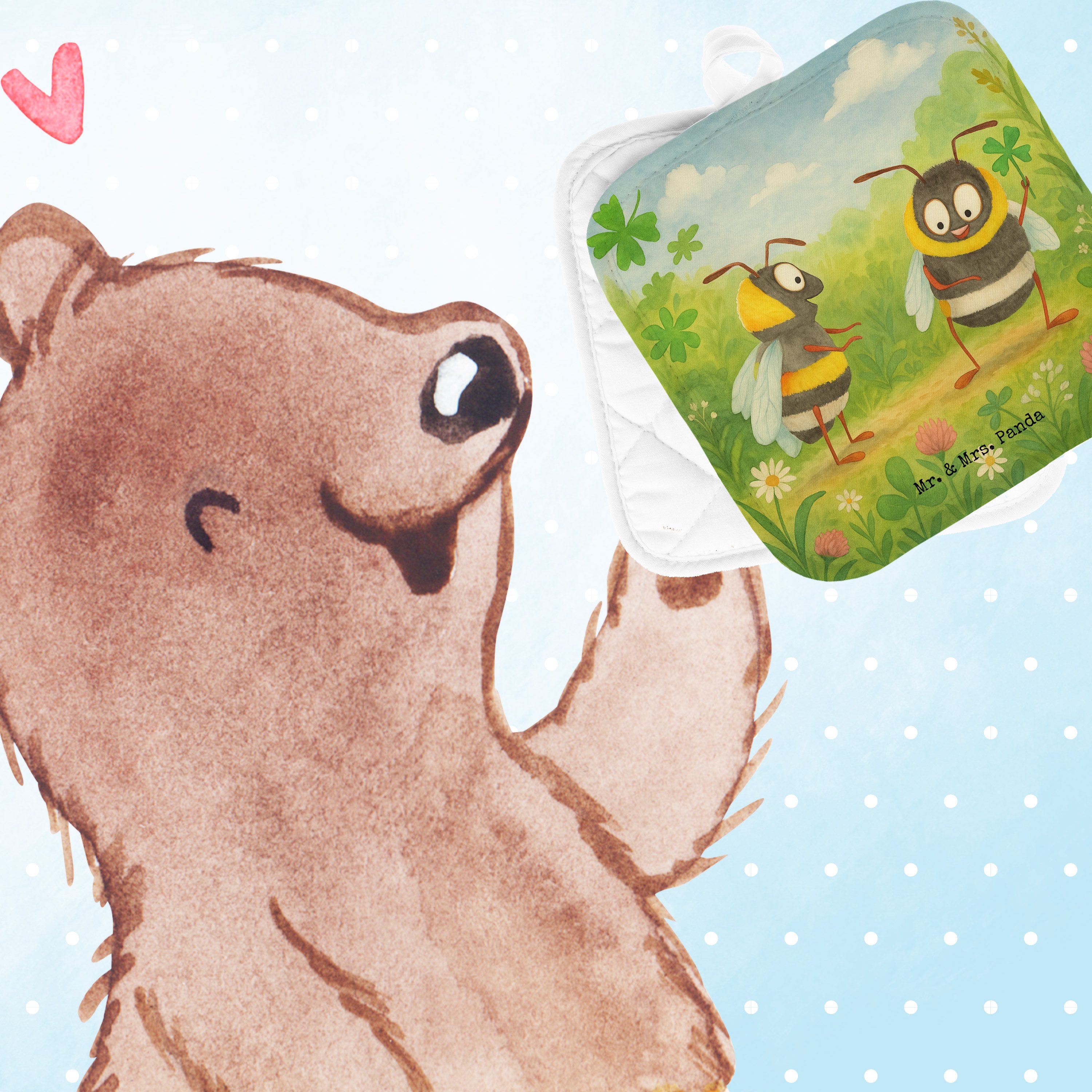 Mr. & Mrs. Panda Topflappen Hummeln Kleeblatt Design, Topflappen, Weiß, Bie günstig online kaufen