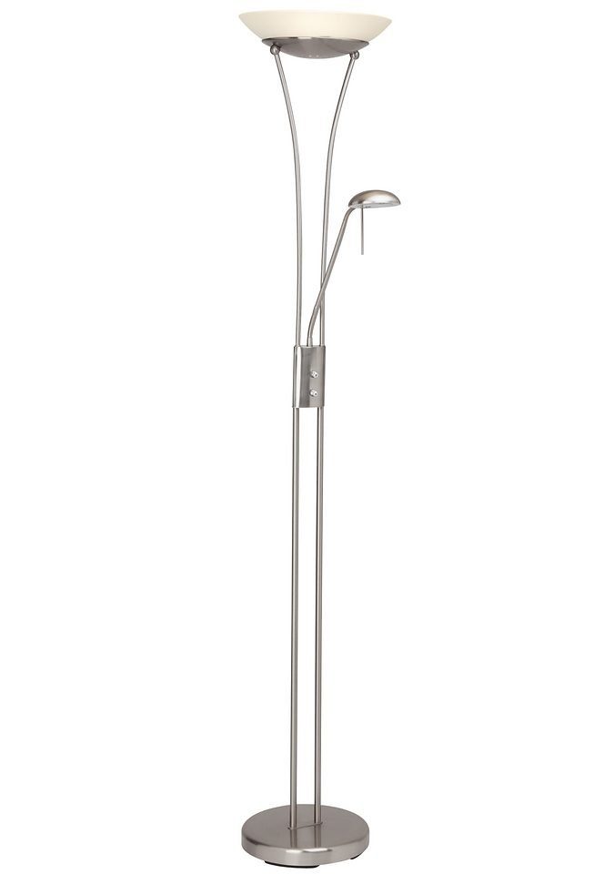 Brilliant LED Deckenfluter Finn, Lesearm, LED fest integriert, Lesearm, H 179 cm, dimmbar, 2500 lm, warmweiß, Metall/Glas, eisen/weiß