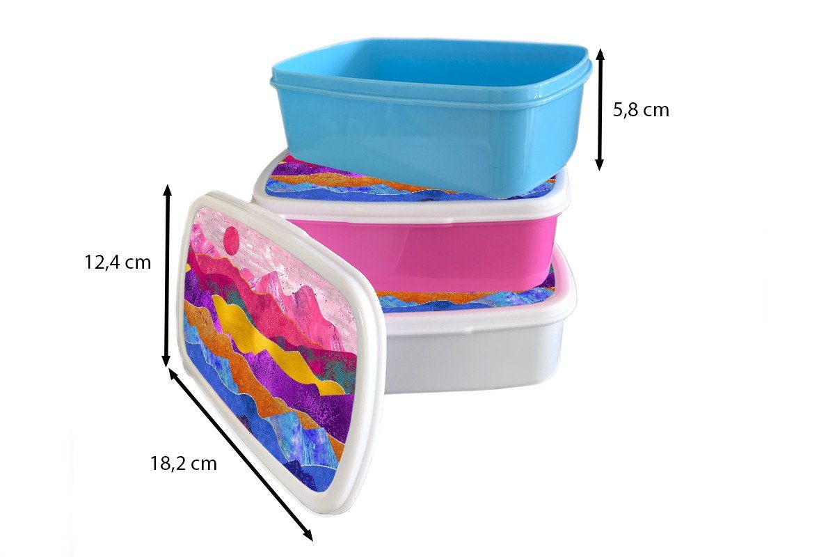 Erwachsene, Stolz, Snackbox, (2-tlg), Kunststoff, Lunchbox MuchoWow für Brotbox rosa Brotdose Kunststoff - Marmor Bi Mädchen, Kinder, -