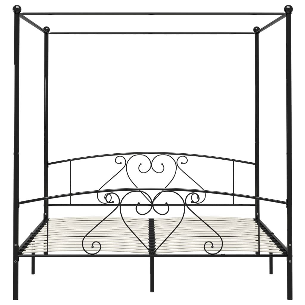 vidaXL Himmelbett 180 x 200 cm Himmelbett-Gestell Schwarz Metall 180x200 cm Bett Bettrah