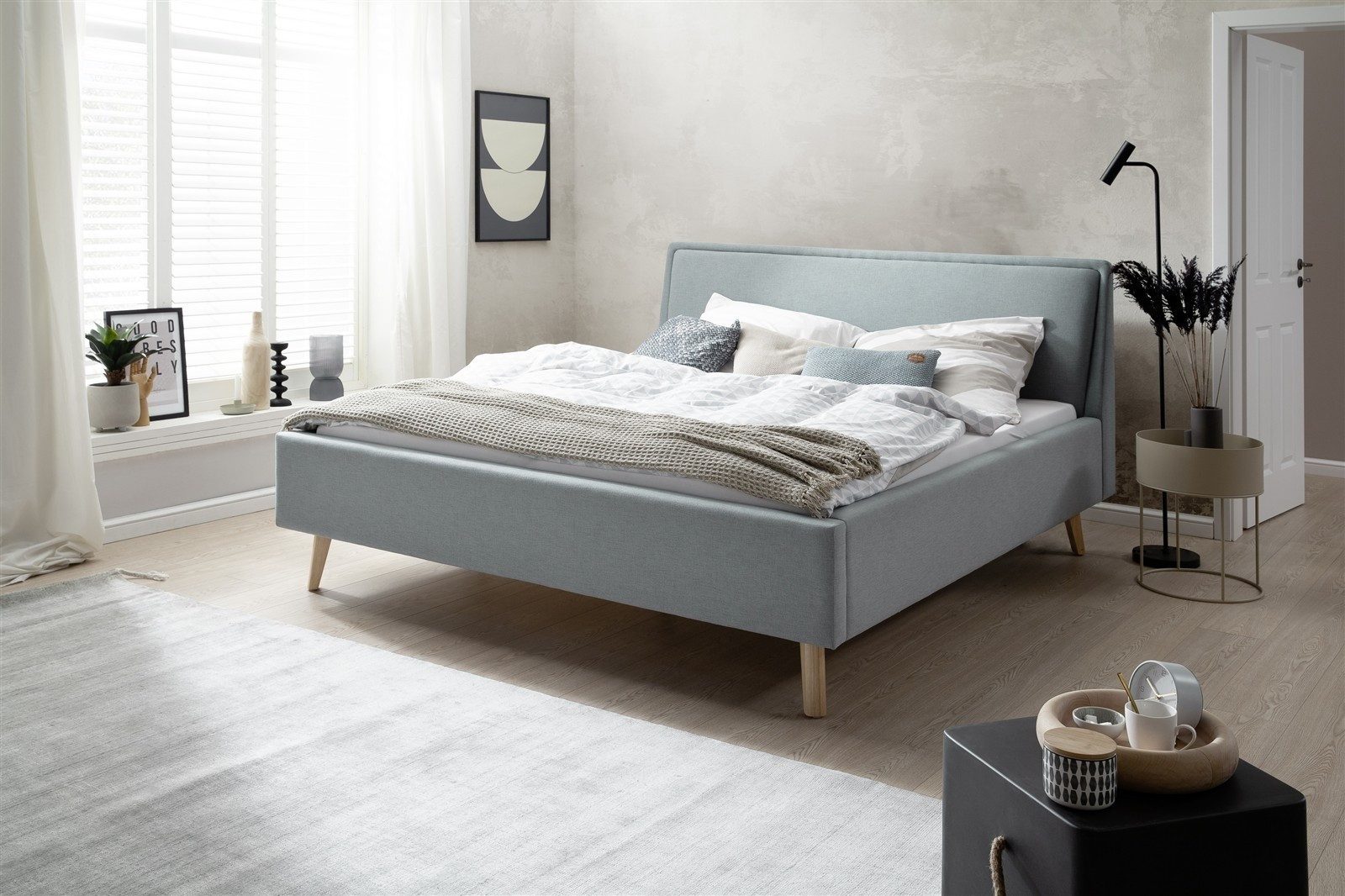 freiraum Polsterbett Frieda, Liegefläche 160x200cm, eisblau, Stellmaß: 176x105x224cm (BxHxT)
