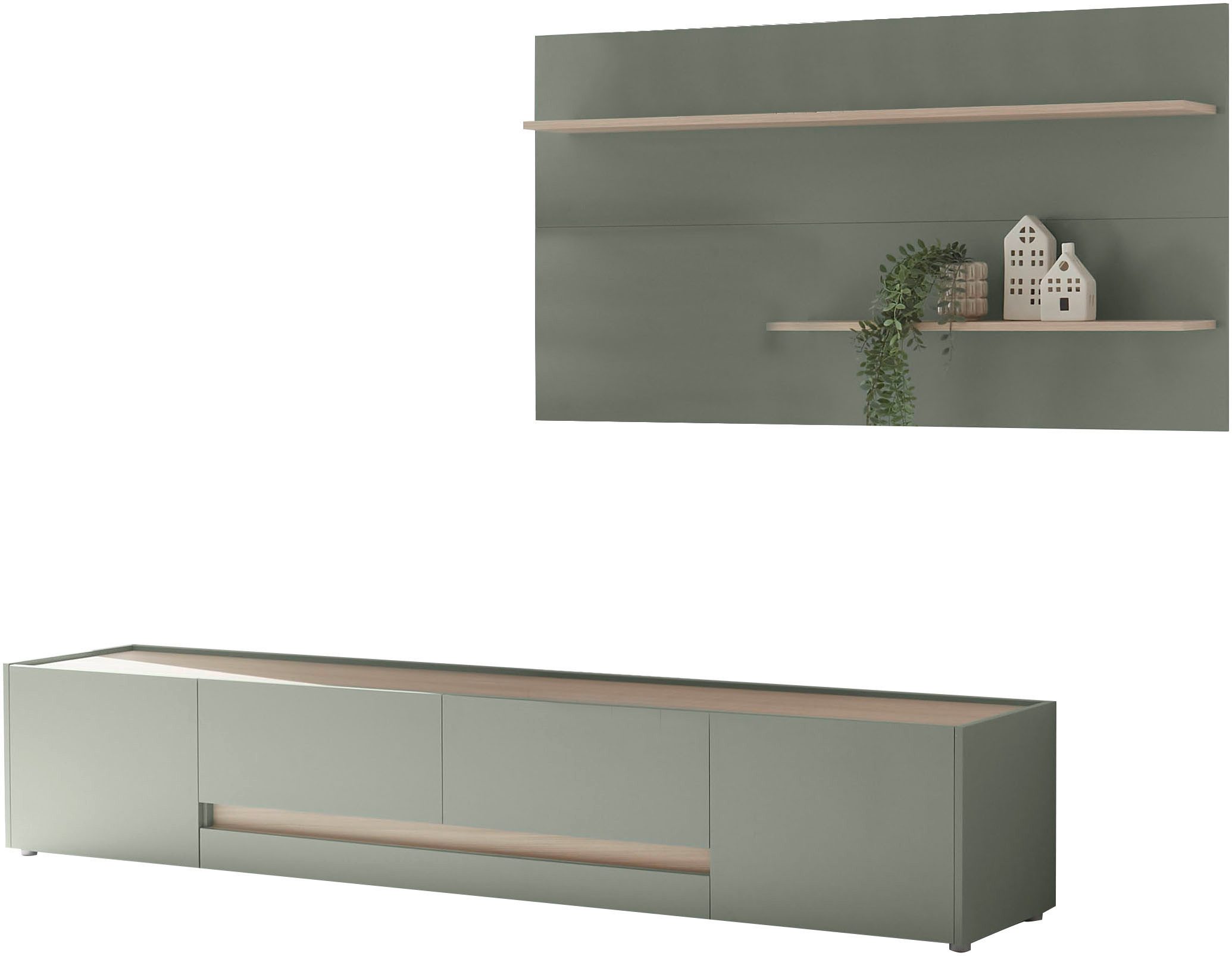 Home affaire Wohnwand City/Giron, moderne Anbauwand, Komplettset in vielen Farben verfügbar, (Set, 2-St), enthält ein Lowboard & ein Wandboard