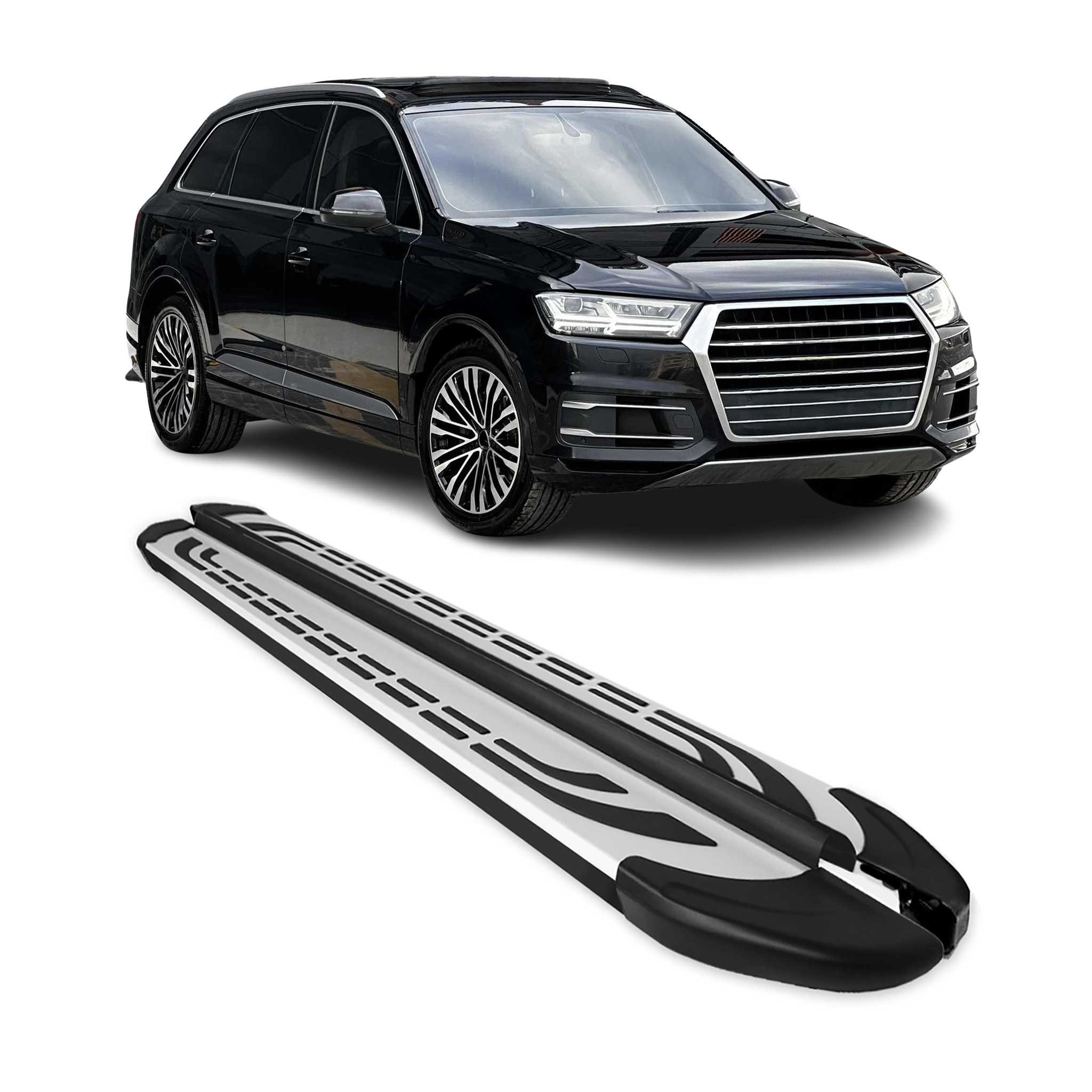 OMAC Kfz-Schmutzfänger Trittbretter Seitenbretter für Audi Q7 2015-2025 Alu, 2-tlg., Rutschfest, Haltbar, Aerodynamik