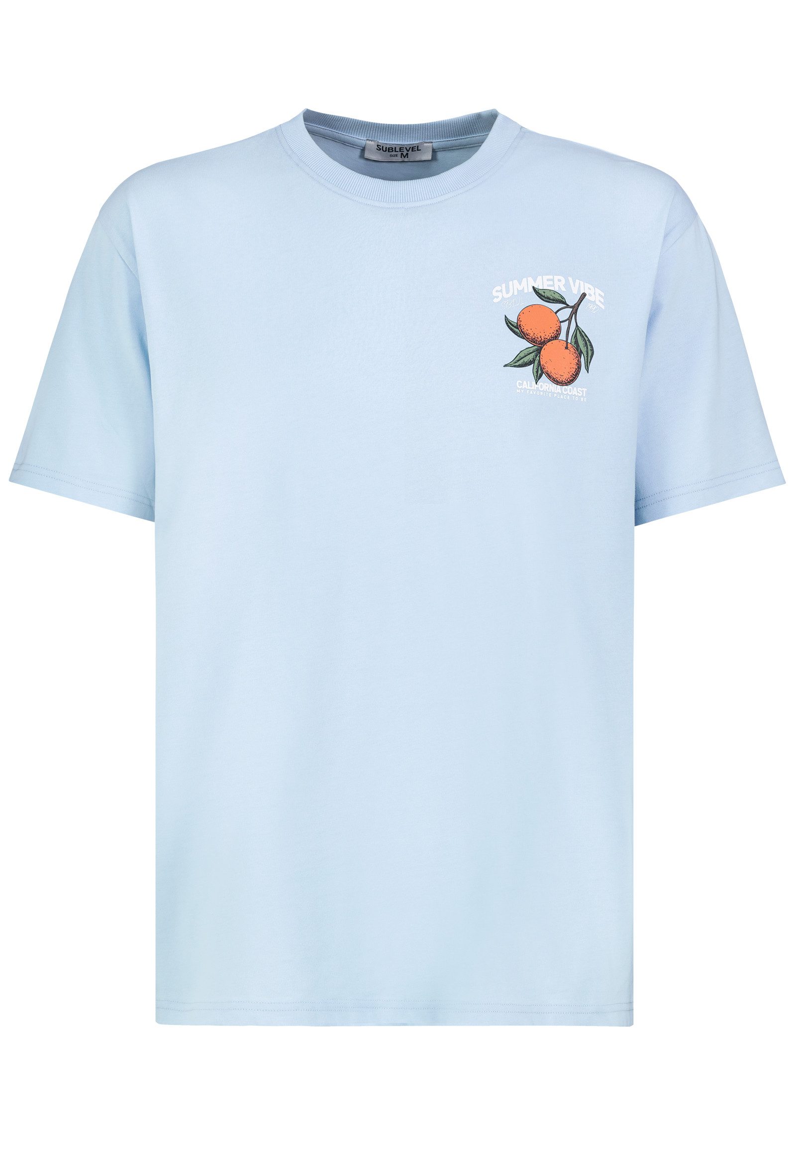 SUBLEVEL T-Shirt Herren T-Shirt Relaxed Fit mit fruchtigen Prints Baumwollshirt, Prints auf Vorder- und Rückseite