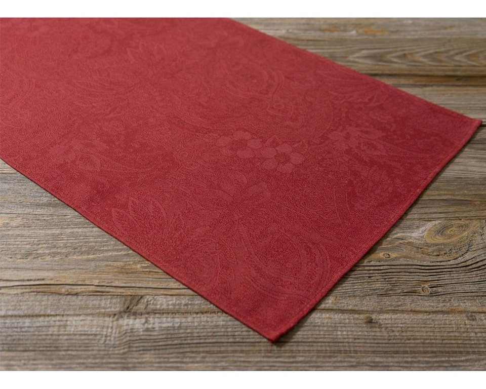 matches21 HOME & HOBBY Tischdecke Tischläufer Textil EDDA floralem  Webmuster rot 47x100 cm (1-tlg)