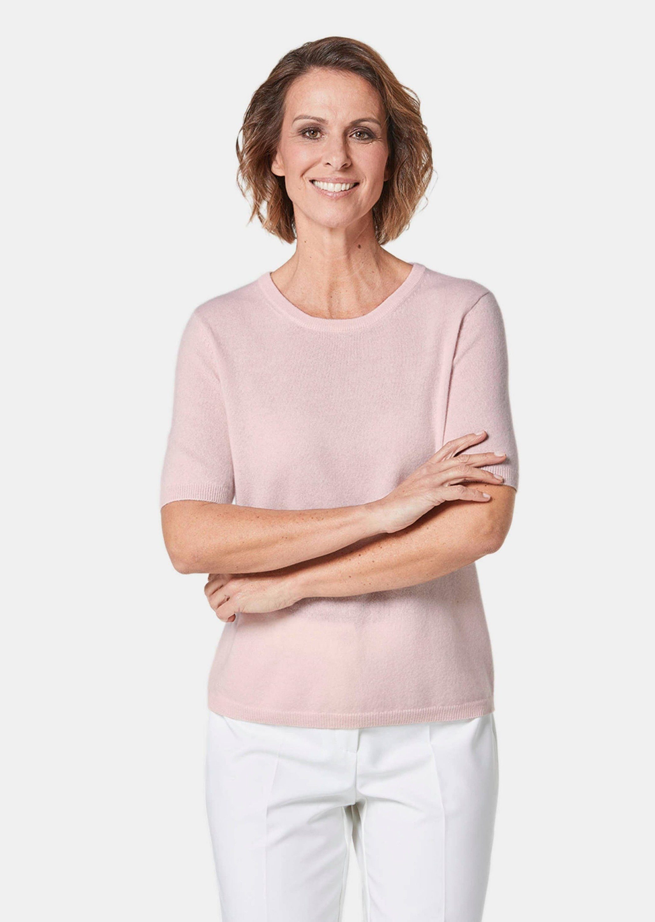 GOLDNER Kurzarmpullover Kurzgröße: Kaschmir-Halbarmpullover mit Rundhals günstig online kaufen