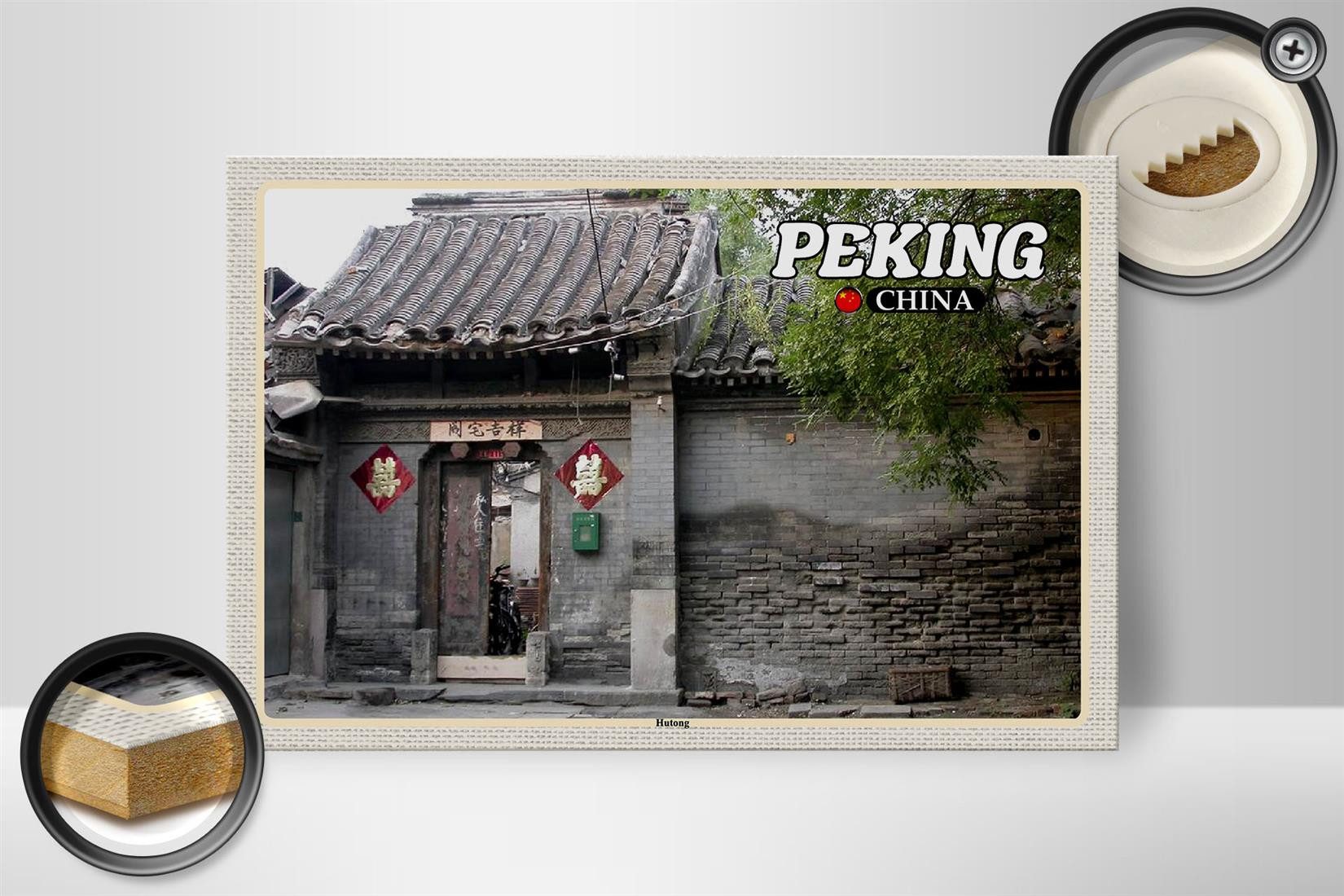Femer GmbH Holzbild Reise 30x20cm Peking China Hutong, (1 St), Glatte Holzfaserplatte (MDF), vorn beschichtet