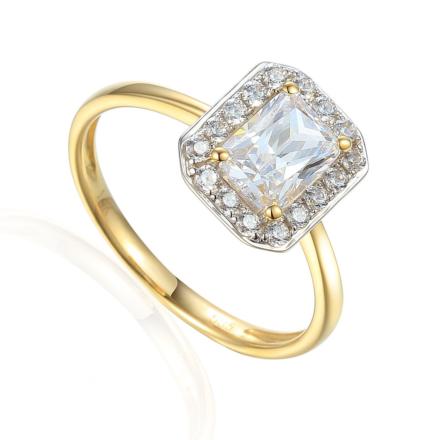 Stella-Jewellery Solitärring 585er Gelbgold Damenring Solitair mit Zirk. Gr günstig online kaufen