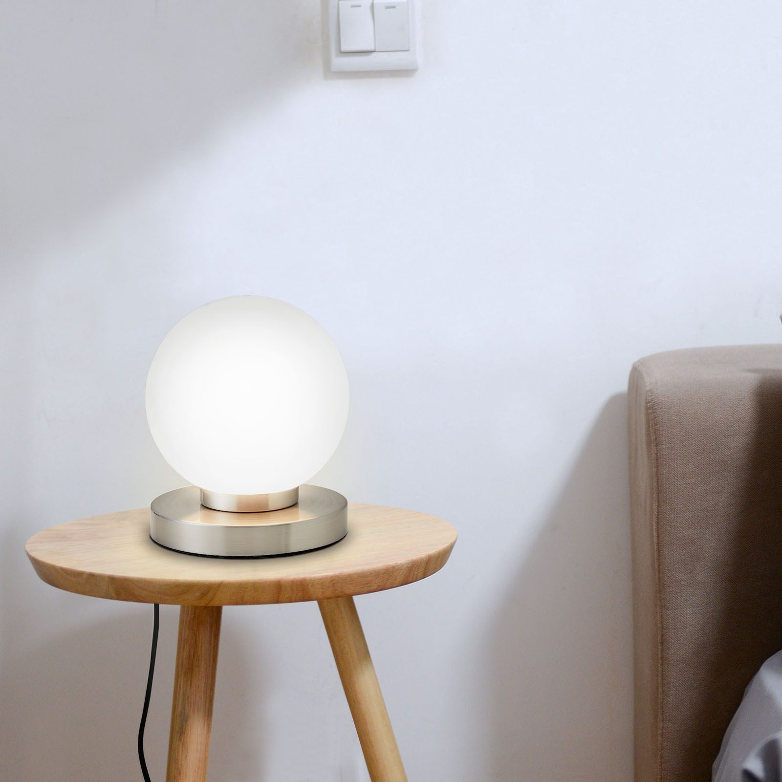 B.K.Licht Tischleuchte LED Tischlampe Touchfunktion E14 Nachttischlampe Schlafzimmer Flur, ohne Leuchtmittel, Abhängig vom Leuchtmittel - Warmweiß / Neutralweiß / Kaltweiß, Schlafzimmer Berührungssensor Stufen-dimmbar ohne Leuchtmittel