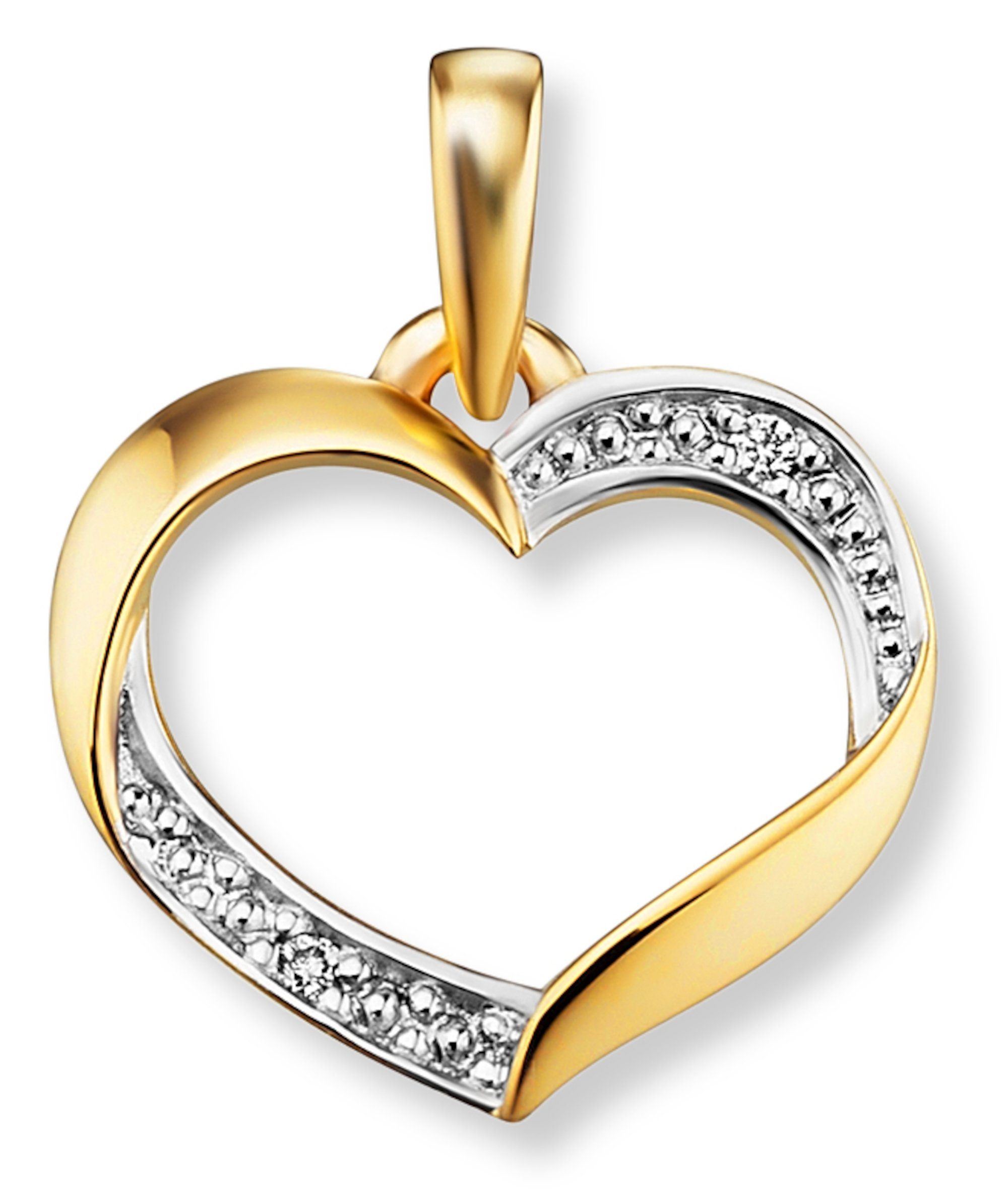 ONE ELEMENT Кулоны 0.01 ct Diamant Brillant Herz Anhänger aus 585 Gelbgold, Damen Gold Schmuck Herz