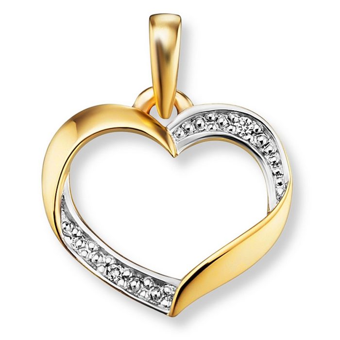 ONE ELEMENT Kettenanhänger 0 01 ct Diamant Brillant Herz Anhänger aus 585 Gelbgold Damen Gold Schmuck Herz
