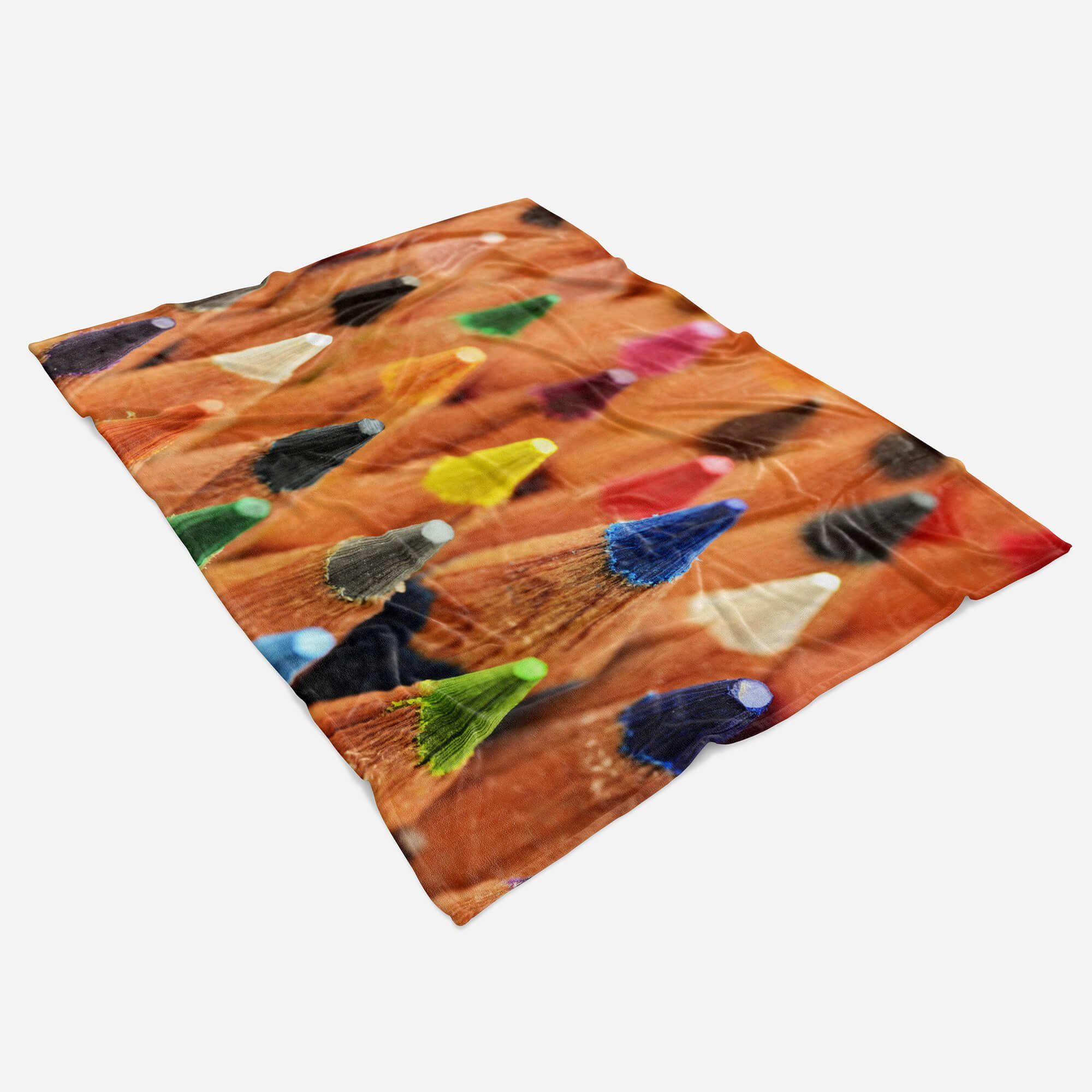 Buntstifte Handtuch Baumwolle-Polyester-Mix Strandhandtuch Fotomotiv Sinus (1-St), Art Kuscheldecke Handtücher Handtuch Saunatuch mit Farben,