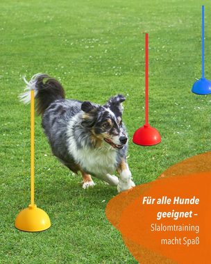 Superhund Agility-Slalom Rundfuß Slalomset mit Stange 100 cm Farbe Gelb, Stange aus Kunststoff