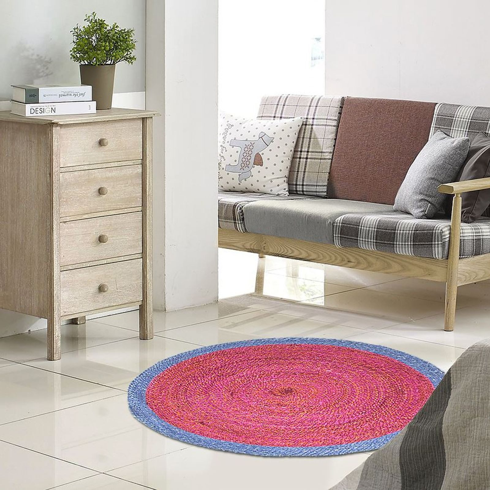 BURI Fußmatte Jute-Teppich rund 80x0,5cm Läufer Vorleger Wohnzimmerteppich Deko Brüc