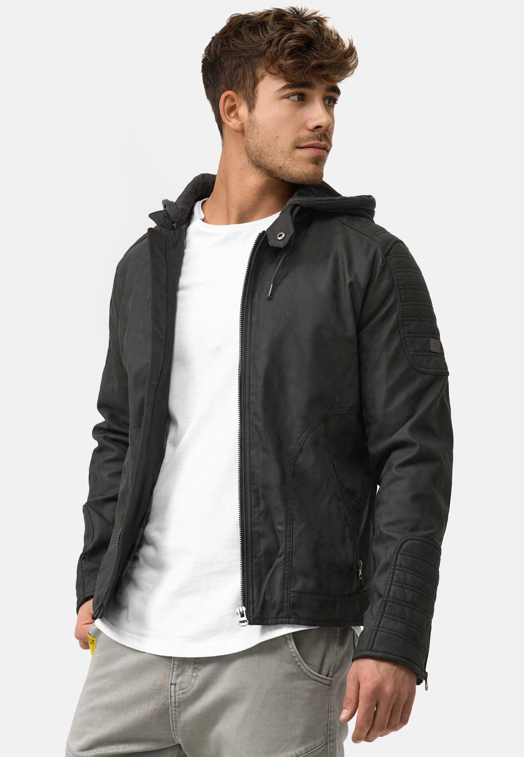 Indicode Lederimitatjacke Miguel Dk Grey