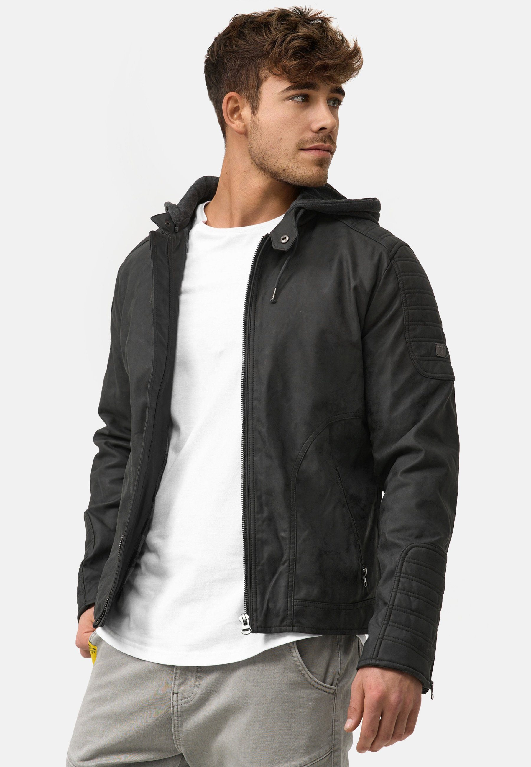 Indicode Lederimitatjacke Herren Miguel Übergangsjacke Herrenjacke mit Kapu günstig online kaufen