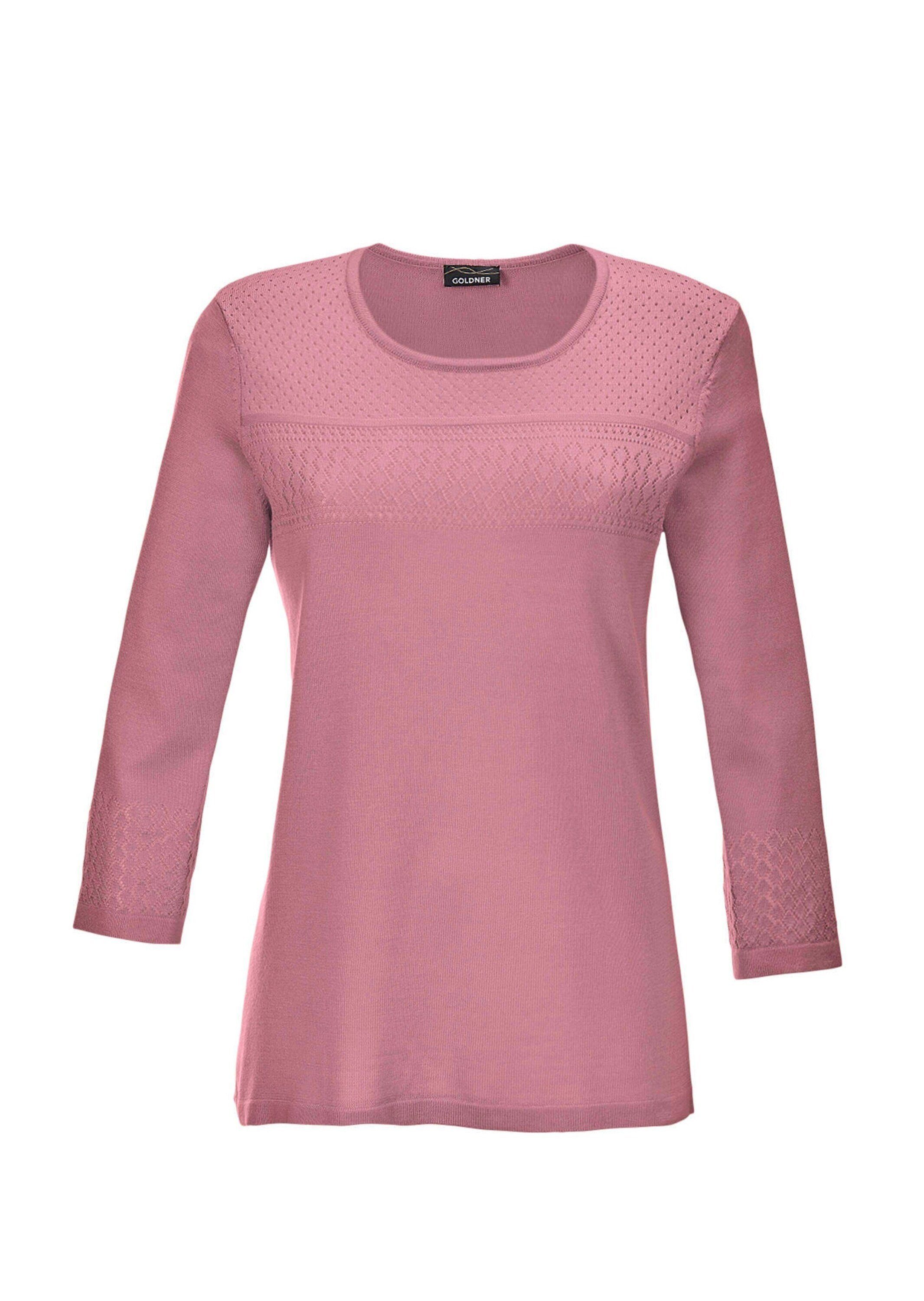 GOLDNER Strickpullover Pullover mit schönem Ajourmuster