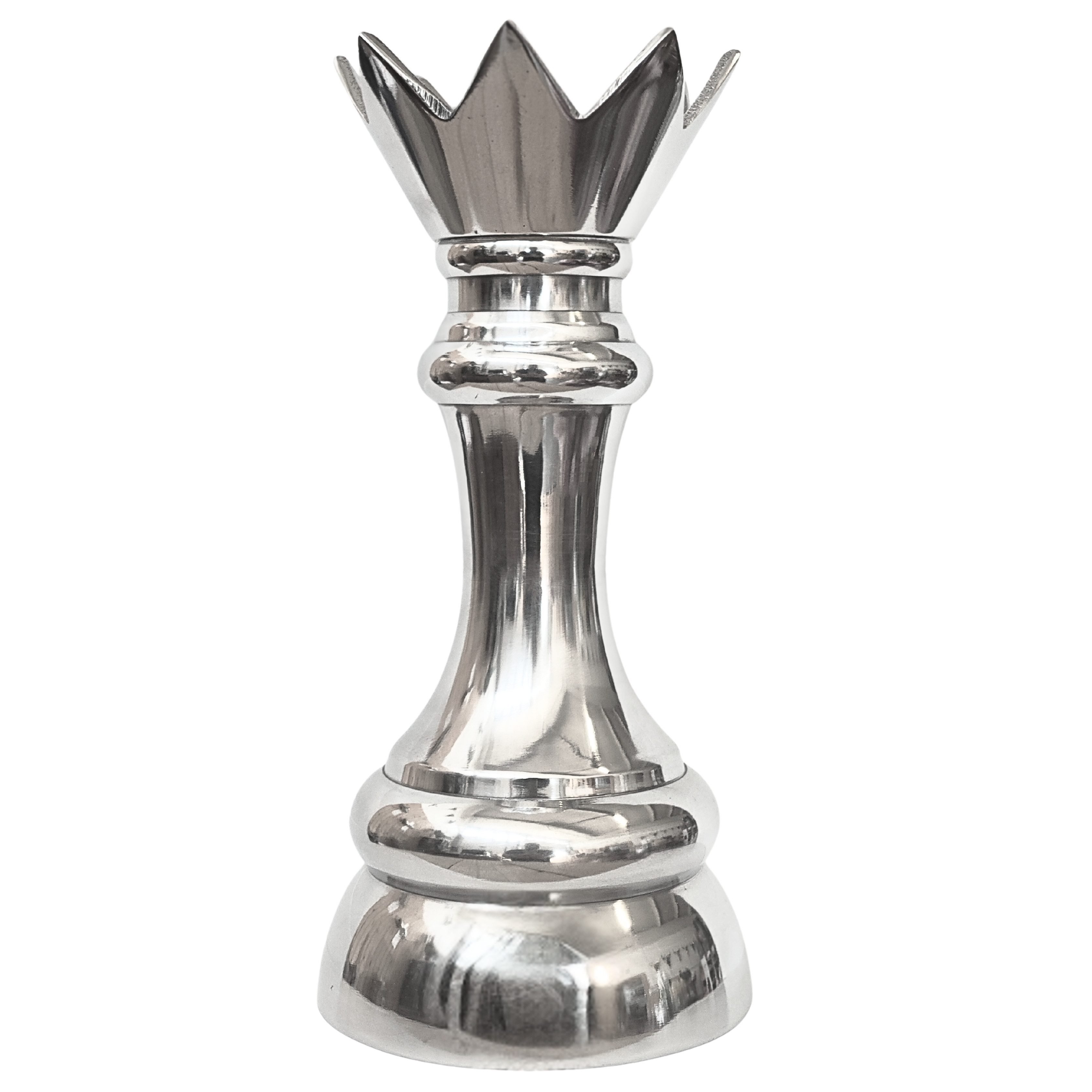 MichaelNoll Dekofigur Schachfigur aus poliertem Aluminium – König, Dame oder Springer