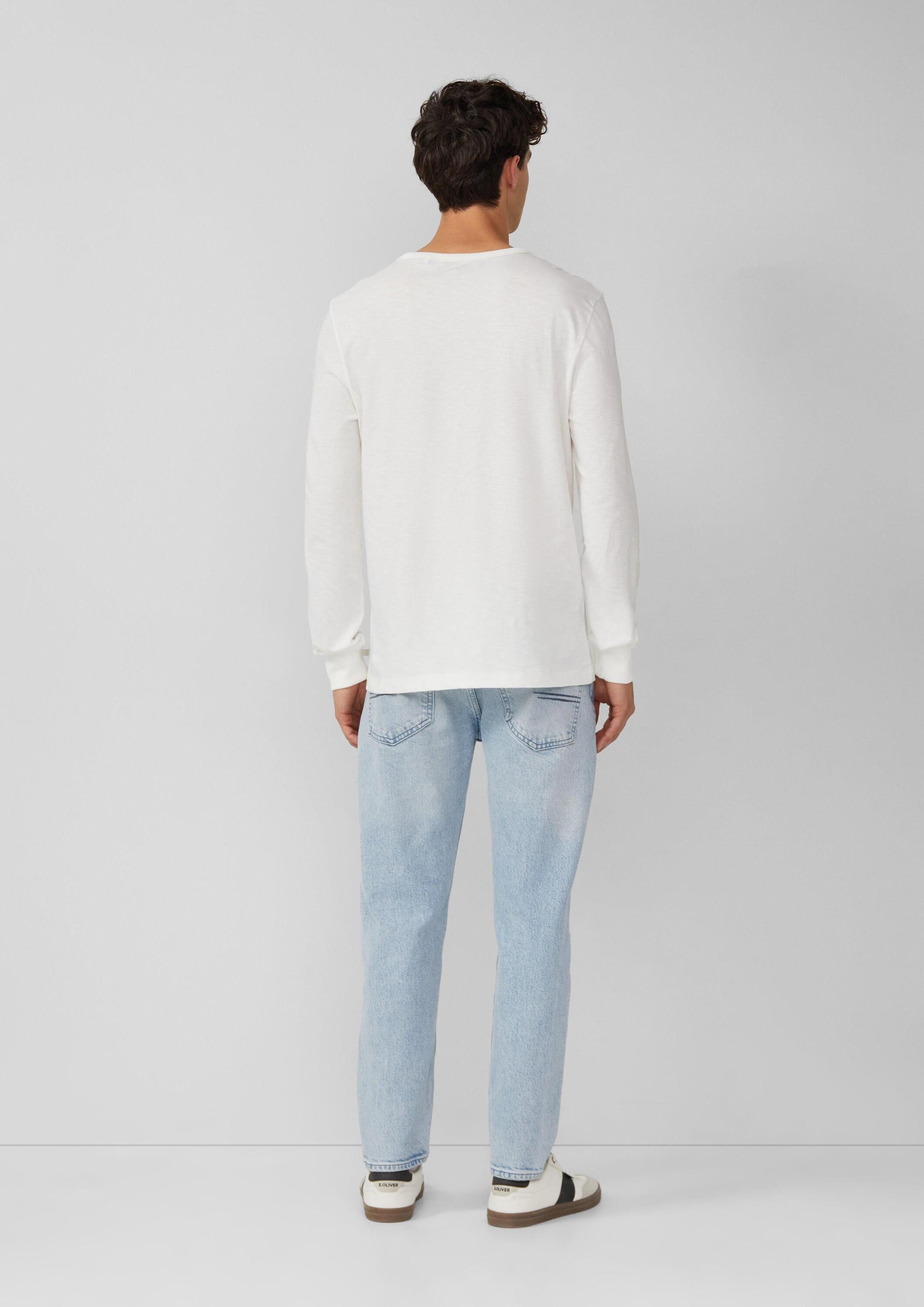 s.Oliver Langarmshirt T-Shirt Longsleeve mit Flammgarnstruktur und Frontprint
