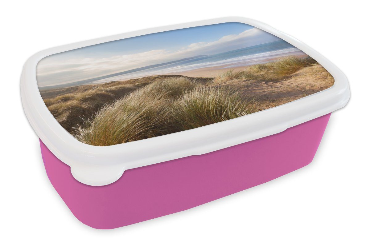 MuchoWow Lunchbox Strand - Düne - Natur, Kunststoff, (2-tlg), Brotbox für Erwachsene, Brotdose Kinder, Snackbox, Mädchen, Kunststoff rosa