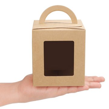 Belle Vous Geschenkbox Braune Geschenkboxen mit Fenster und Griff (x50), Brown Gift Boxes with Window & Handle (x50)