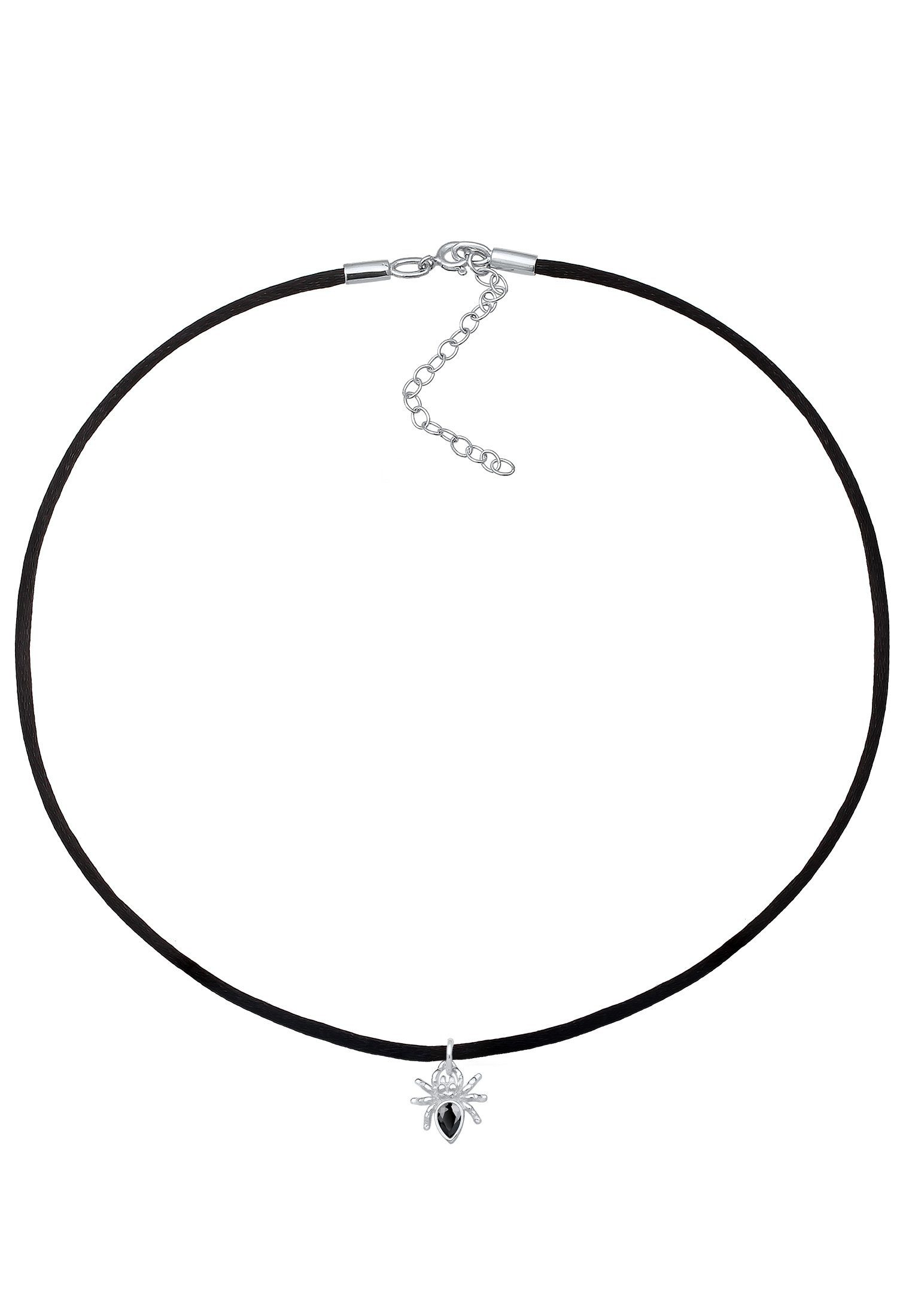 Elli Collier Spinne Zirkonia Schwarz Satin 925 Sterling Silber