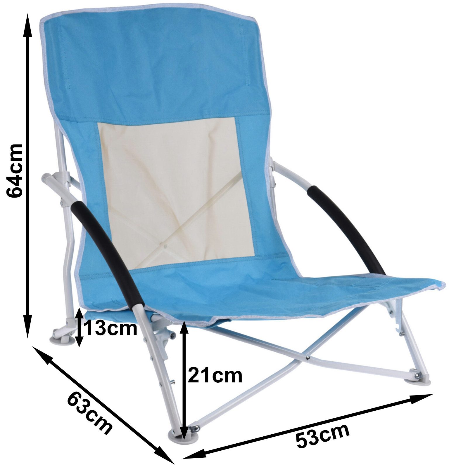 Koopman Faltstuhl Faltstuhl Campingstuhl Tief Gartenstuhl Tragetasche (1 St), 2er Set Türkis, gepolsterte Armlehnen, Tragetasche, Rückennetz