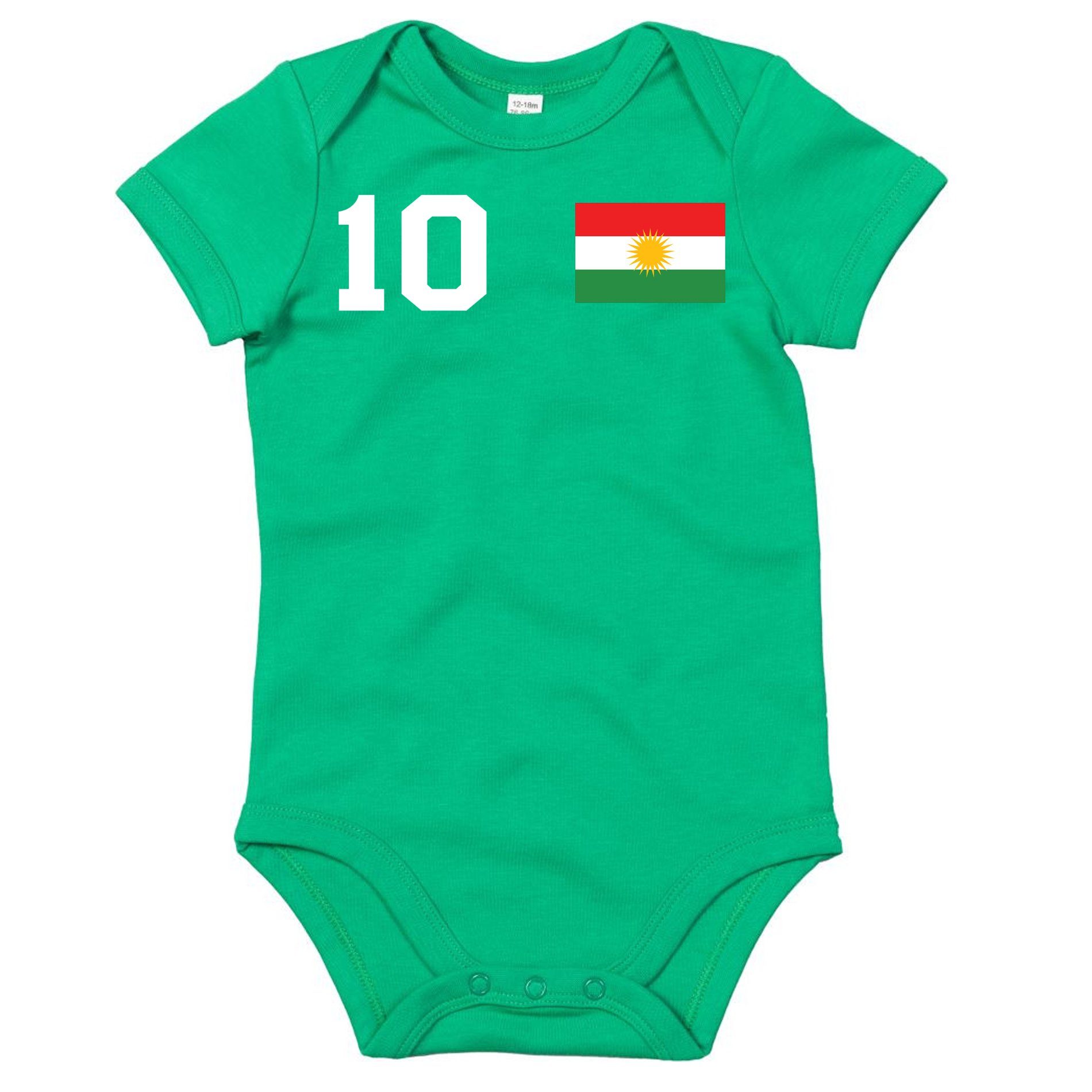 Trikot & Fußball Strampler Sport Fan Weiß/Grün-Weiß/Grün Brownie Meister WM Blondie Baby Kinder Kurdistan