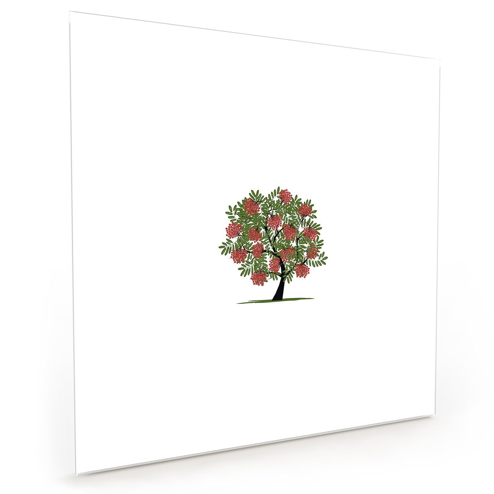 mit Küchenrückwand Illustration Spritzschutz Motiv Küchenrückwand Himbeerbaum Glas Primedeco