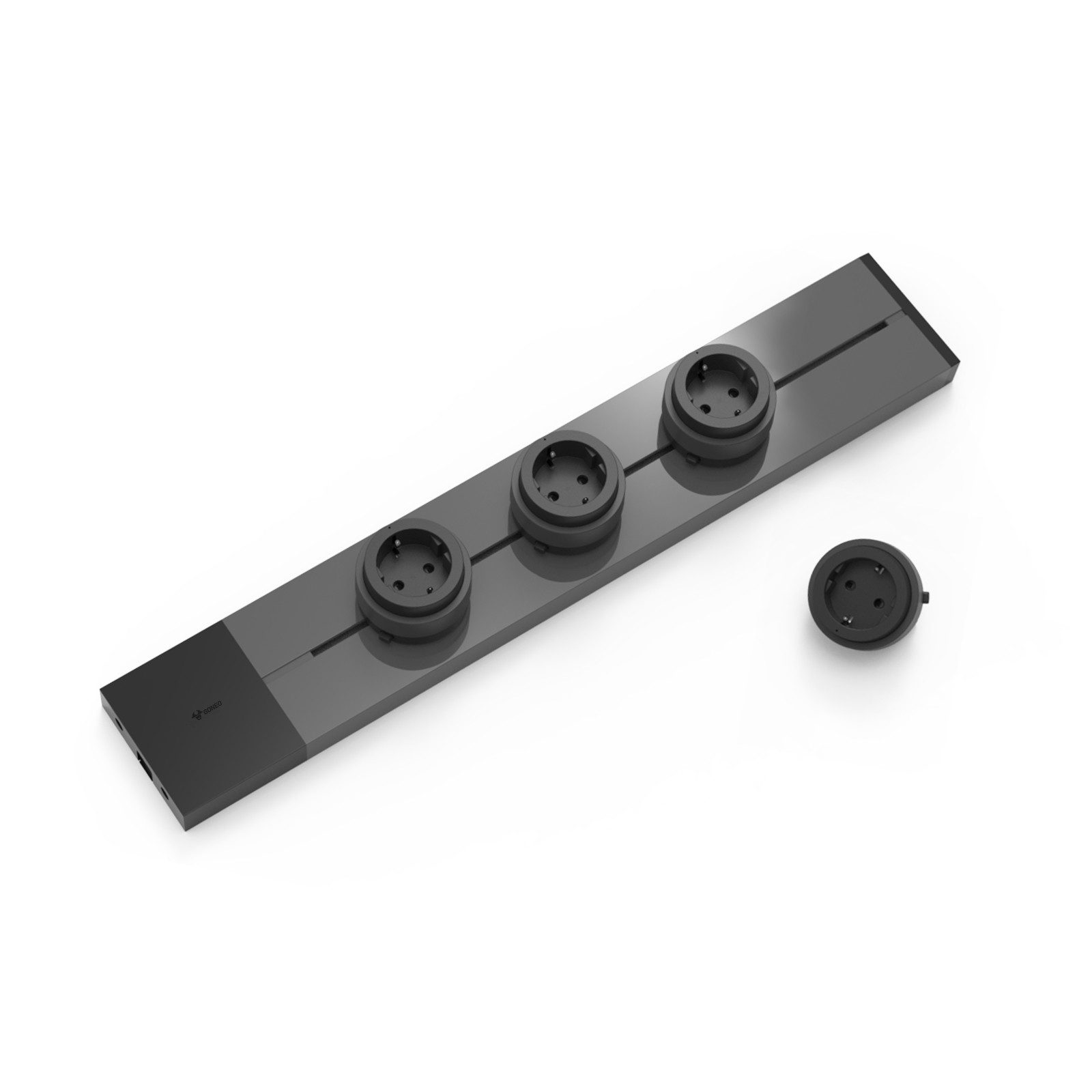 GONEO Stromschienen-Steckdose mit Adapter, Mehrfachsteckdose (Kabellänge 0.50 m), für Küche, Büro & Home Office