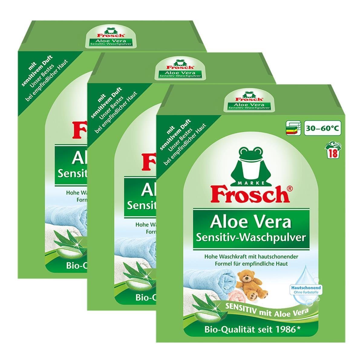 FROSCH Frosch Aloe Vera Sensitiv-Waschpulver 1,35 Pack) Vollwaschmittel kg (3er