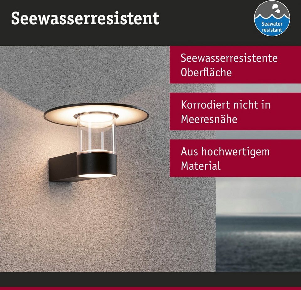 Paulmann LED Gartenleuchte Sienna 230V Pollerleuchte, LED fest integriert,  Warmweiß, seewasserresistent, mit PIR-Sensor