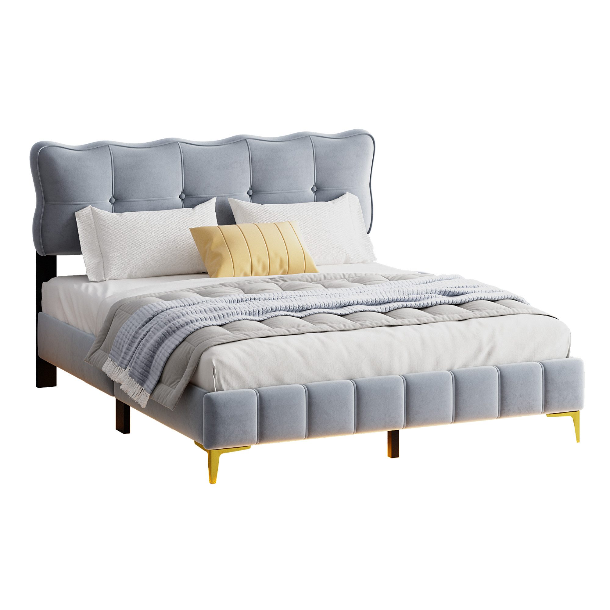 Flieks Polsterbett, LED Beleuchtung Holzbett Doppelbett günstig online kaufen