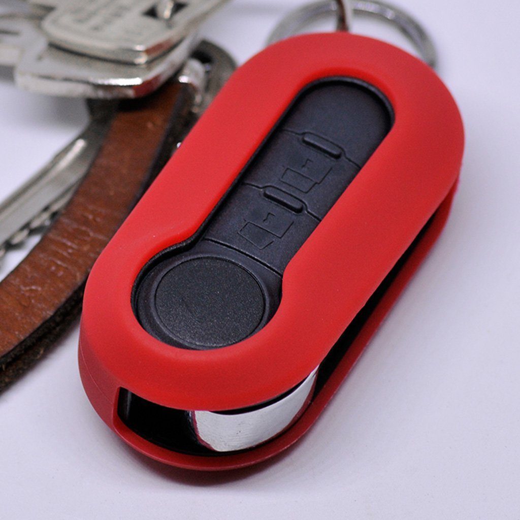 mt-key Schlüsseltasche Silikon Autoschlüssel Softcase Ducato 2006 Rot, Peugeot für Panda Punto Schutzhülle Citroen 500 FIAT Boxer Jumper ab