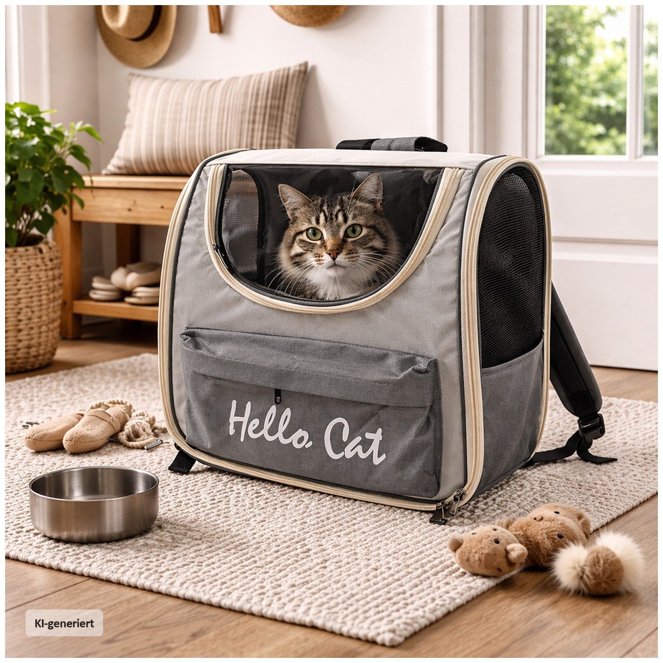 HTI-Living Tiertransporttasche Katzen Rucksack Transporttasche mit Sichtfenster und Belüftung