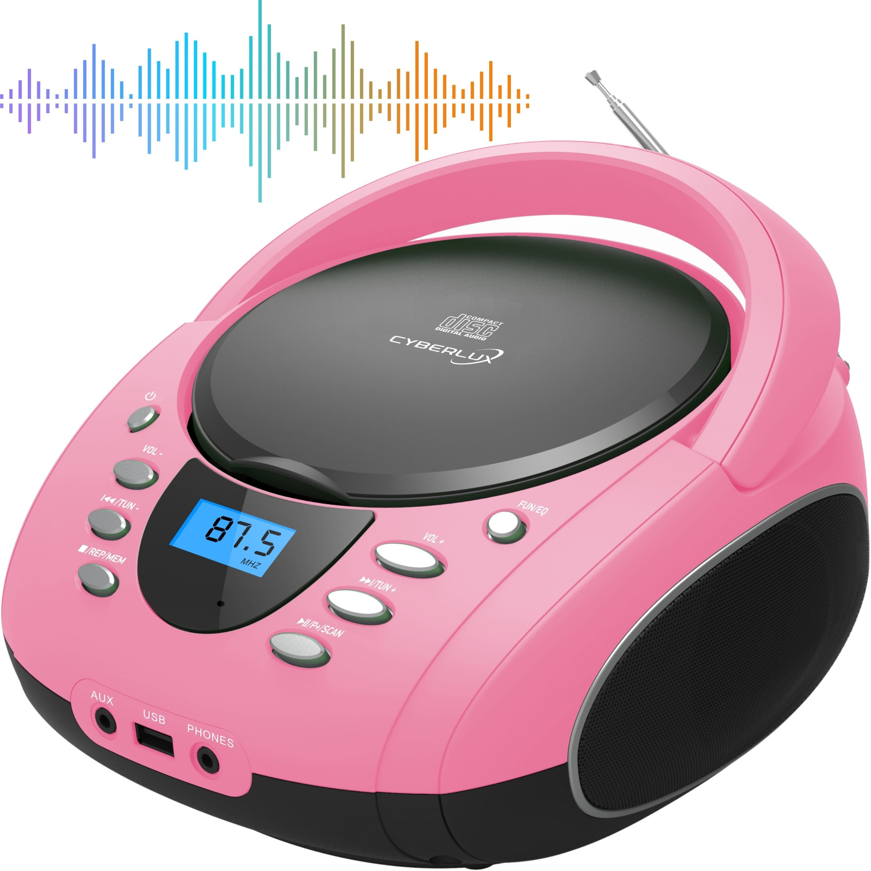 Cyberlux CL-720 tragbarer CD-Player (CD, Kinder CD Player tragbar, Boombox, Musikbox, FM Radio mit MP3 USB)