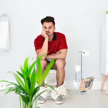 relaxdays Badezimmer-Set WC Garnitur mit Zeitschriftenhalter