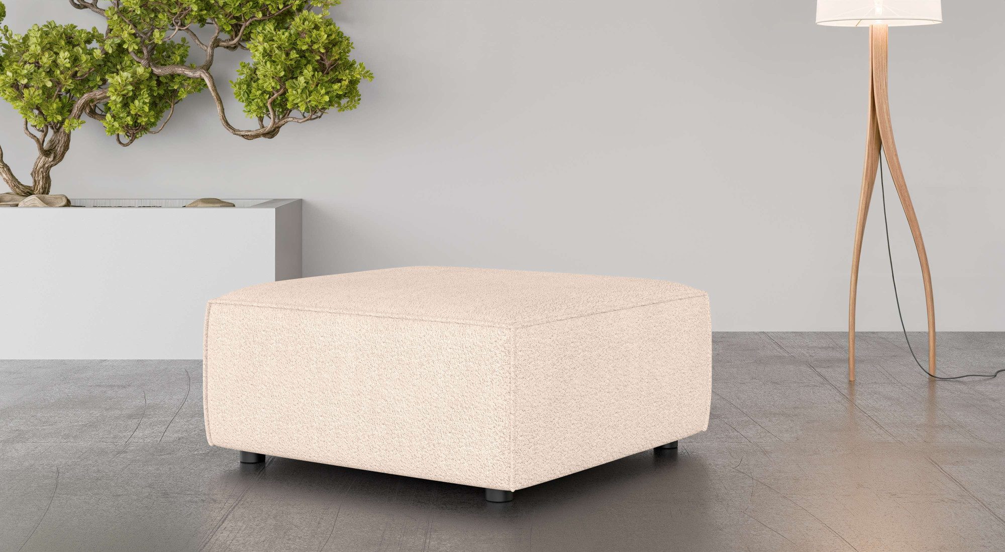 OTTO home Polsterhocker Polsterhocker Cavan, Maße B/T/H: 90/90/42 cm, passend zur Serie, mit Wellenunterfederung, auch in Bouclé