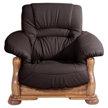 58 aufm Kessel Sessel Sessel Katlin Bezug Echtleder Eiche rustikal P43 / braun 22767 (Sparpreis inkl. Kostenlosem Versand, 1-St), hochwertig verarbeitet,bequemer Sitz