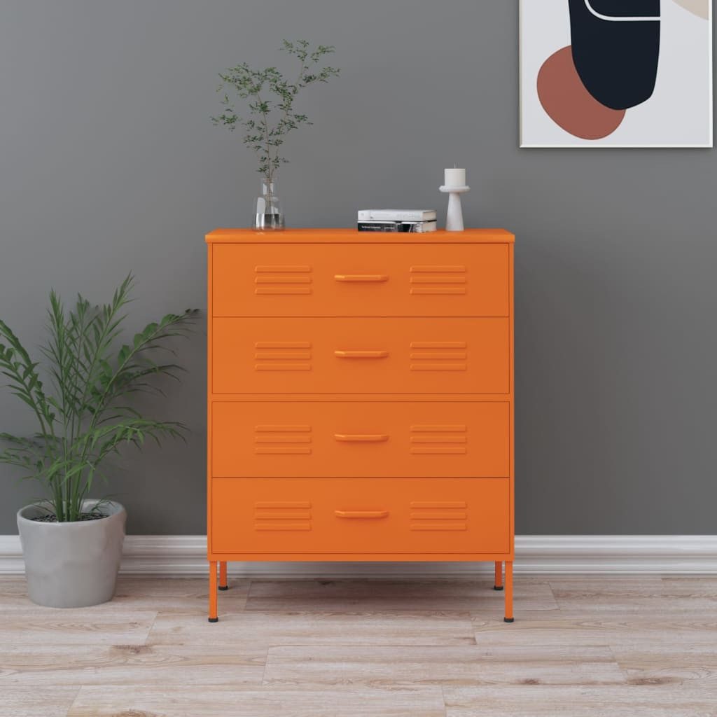 vidaXL Kommode NA Kommode Orange 80x35x101,5 cm Stahl